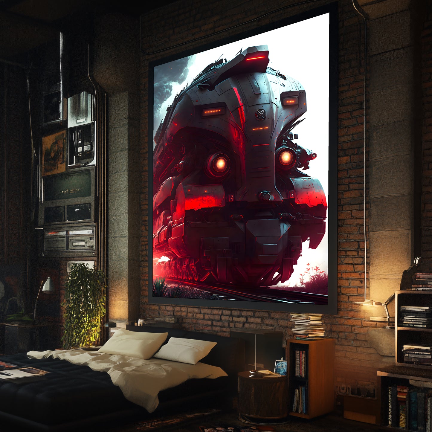 Dystopia Train Poster – Redstorm Vanguard | Awe-Inspiring Wall Art for Sci-Fi & Fantasy Train Enthusiasts | Unique and Exclusive Artwork