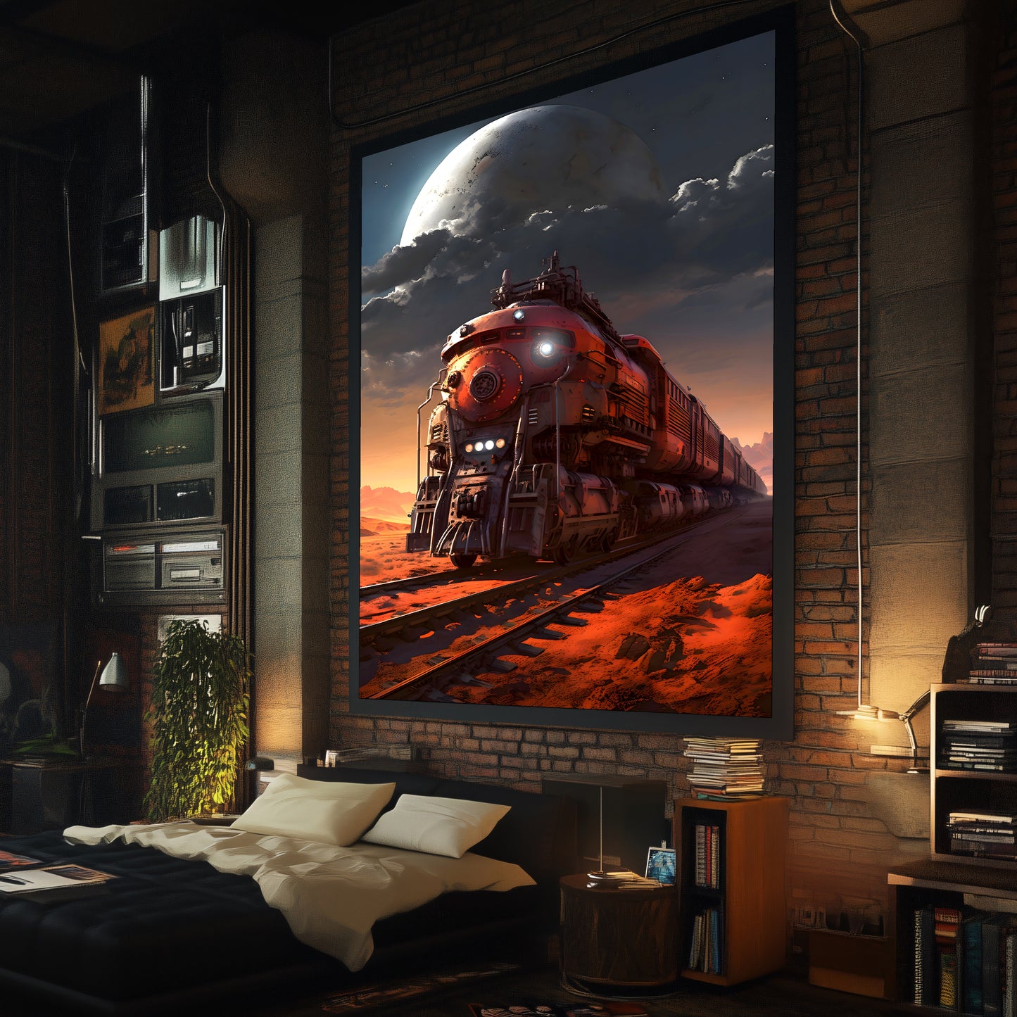 Wasteland Train Poster – Iron Wanderer | Awe-Inspiring Wall Art for Sci-Fi & Fantasy Train Enthusiasts | Unique and Exclusive Artwork