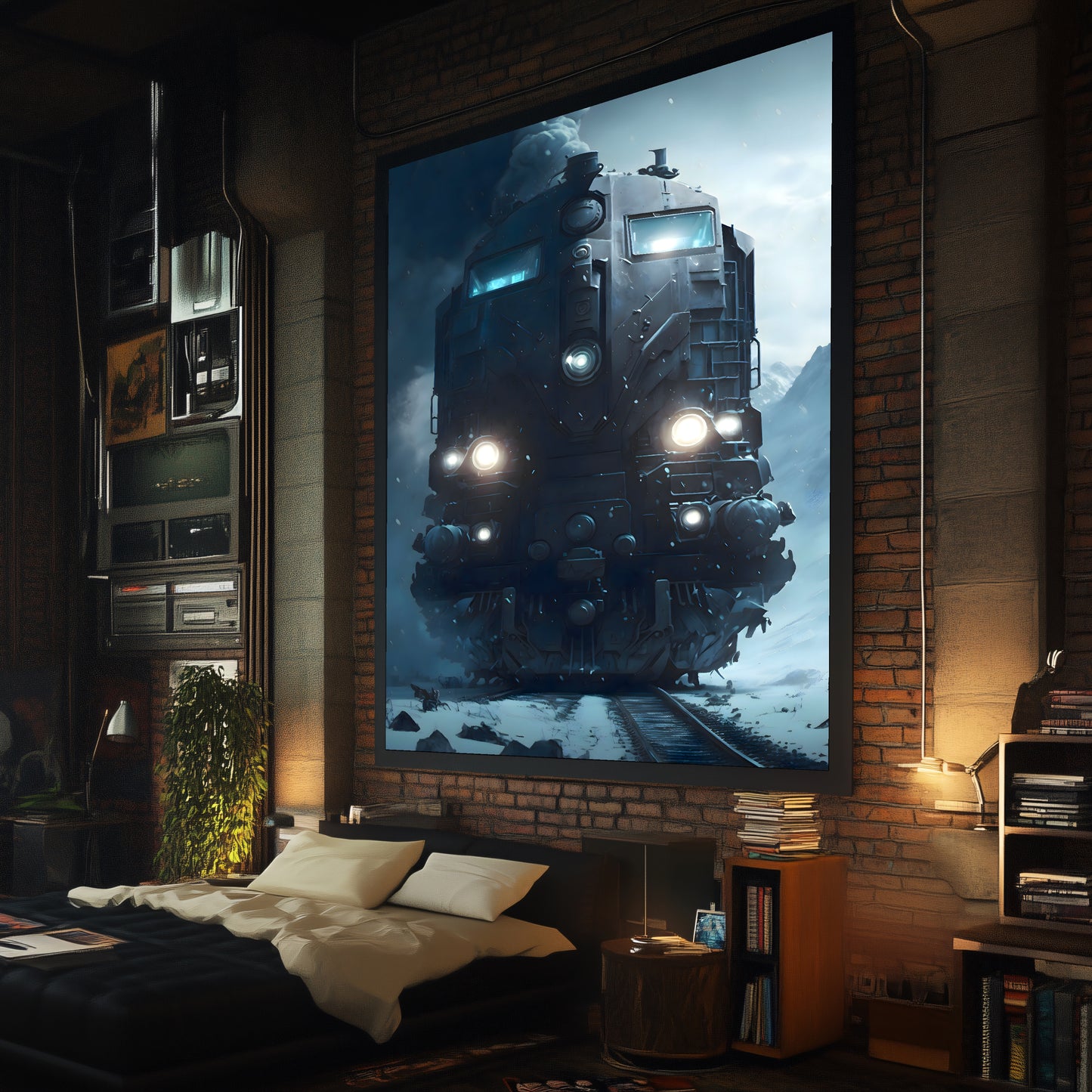 Diesel Train Poster – Frostbreaker Jugger | Awe-Inspiring Wall Art for Sci-Fi & Fantasy Train Enthusiasts | Unique and Exclusive Artwork