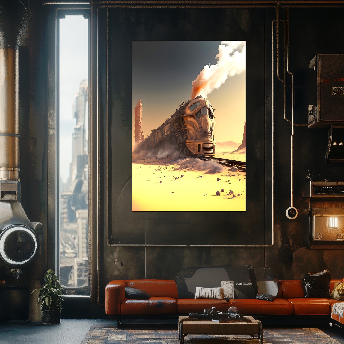 Wasteland Train Poster – The Sandpiercer | Awe-Inspiring Wall Art for Sci-Fi & Fantasy Train Enthusiasts | Unique and Exclusive Artwork