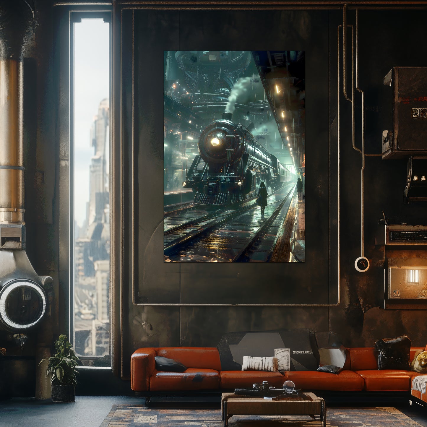 Dystopia Train Poster – Stellar Odyssey | Awe-Inspiring Wall Art for Sci-Fi & Fantasy Train Enthusiasts | Unique and Exclusive Artwork