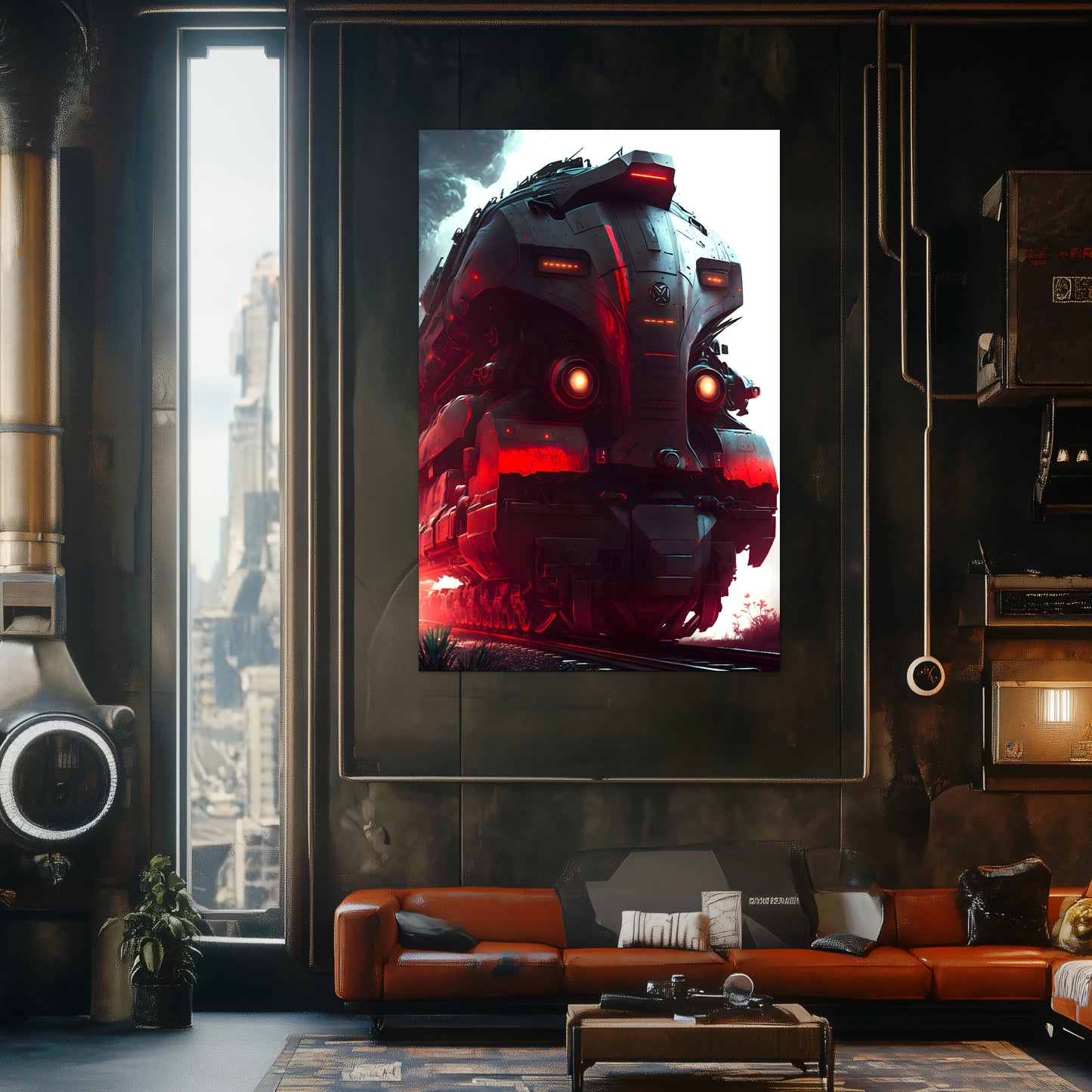 Dystopia Train Poster – Redstorm Vanguard | Awe-Inspiring Wall Art for Sci-Fi & Fantasy Train Enthusiasts | Unique and Exclusive Artwork