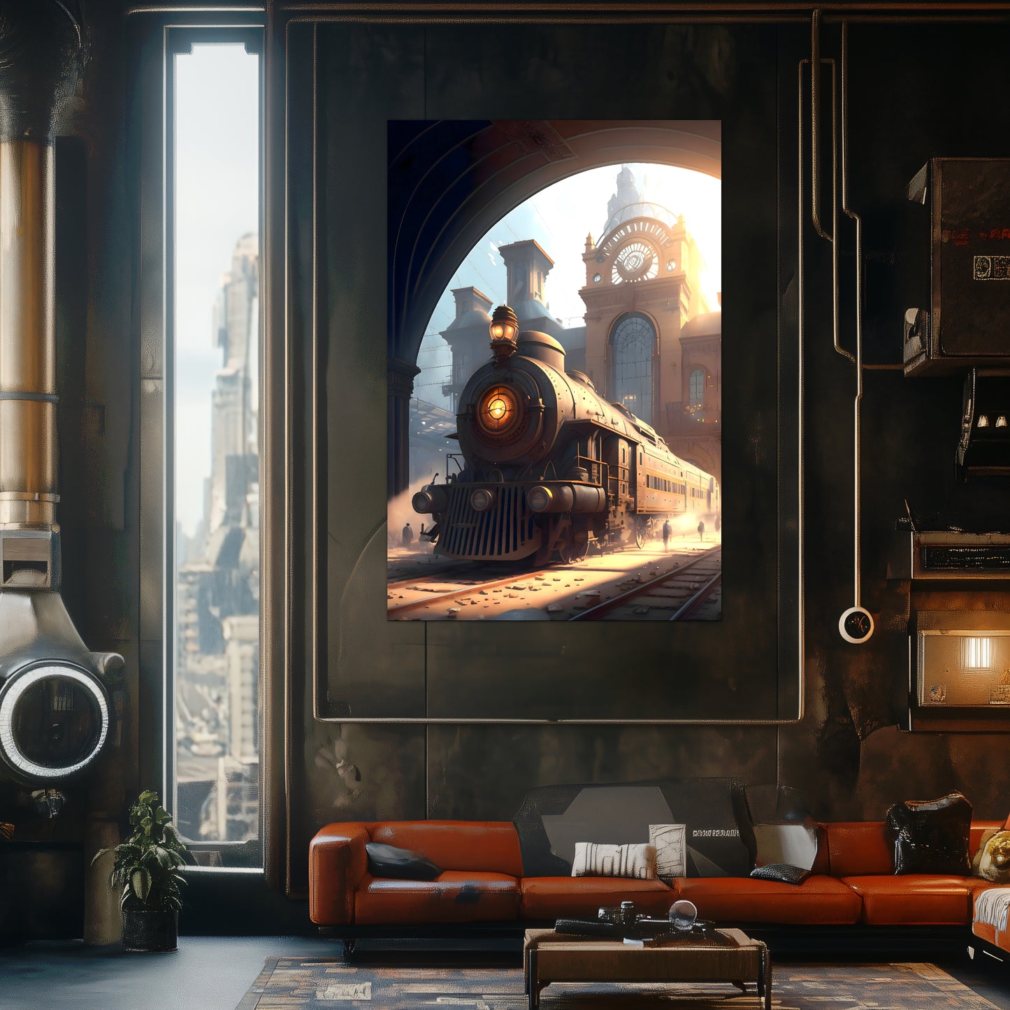 Steampunk Train Poster – Metropolitan Grandliner | Awe-Inspiring Wall Art for Sci-Fi & Fantasy Train Enthusiasts | Unique and Exclusive Artwork