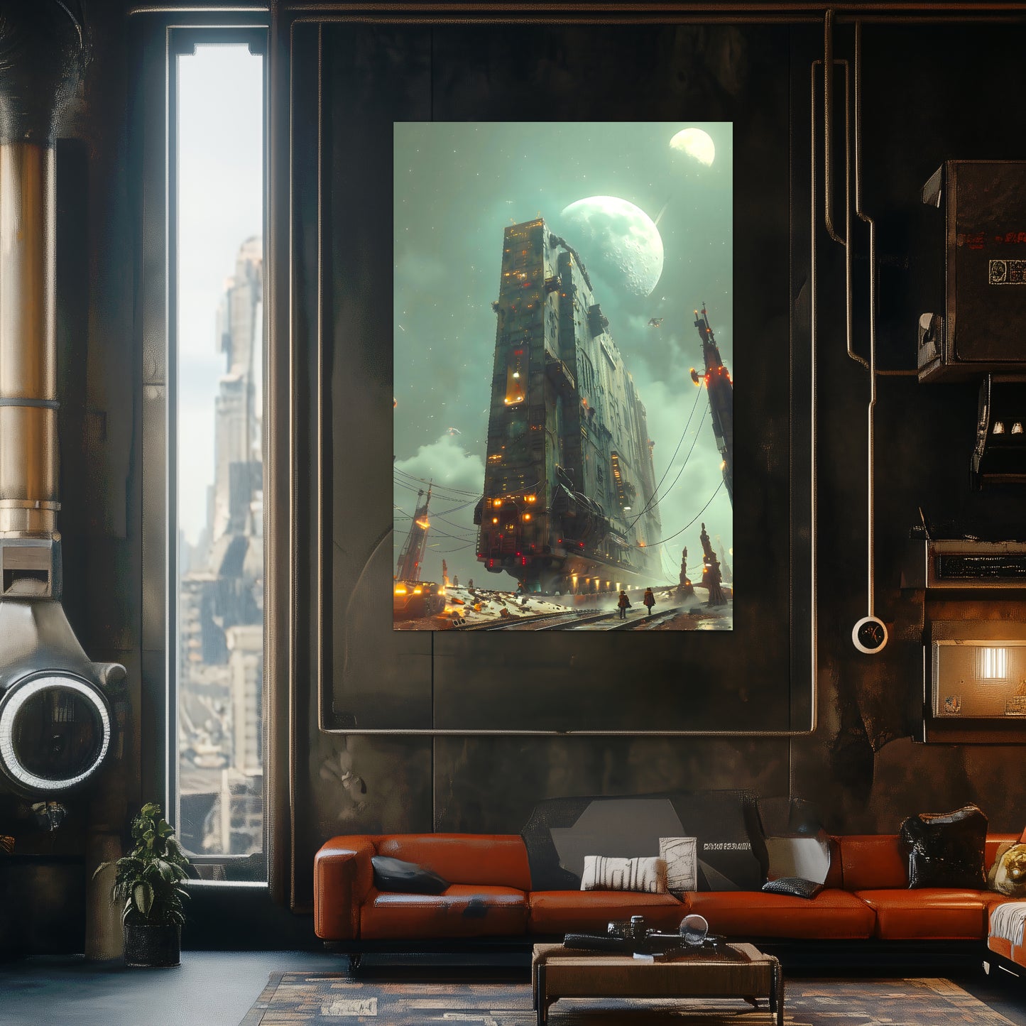 Dystopia Train Poster – The Moonbringer | Awe-Inspiring Wall Art for Sci-Fi & Fantasy Train Enthusiasts | Unique and Exclusive Artwork
