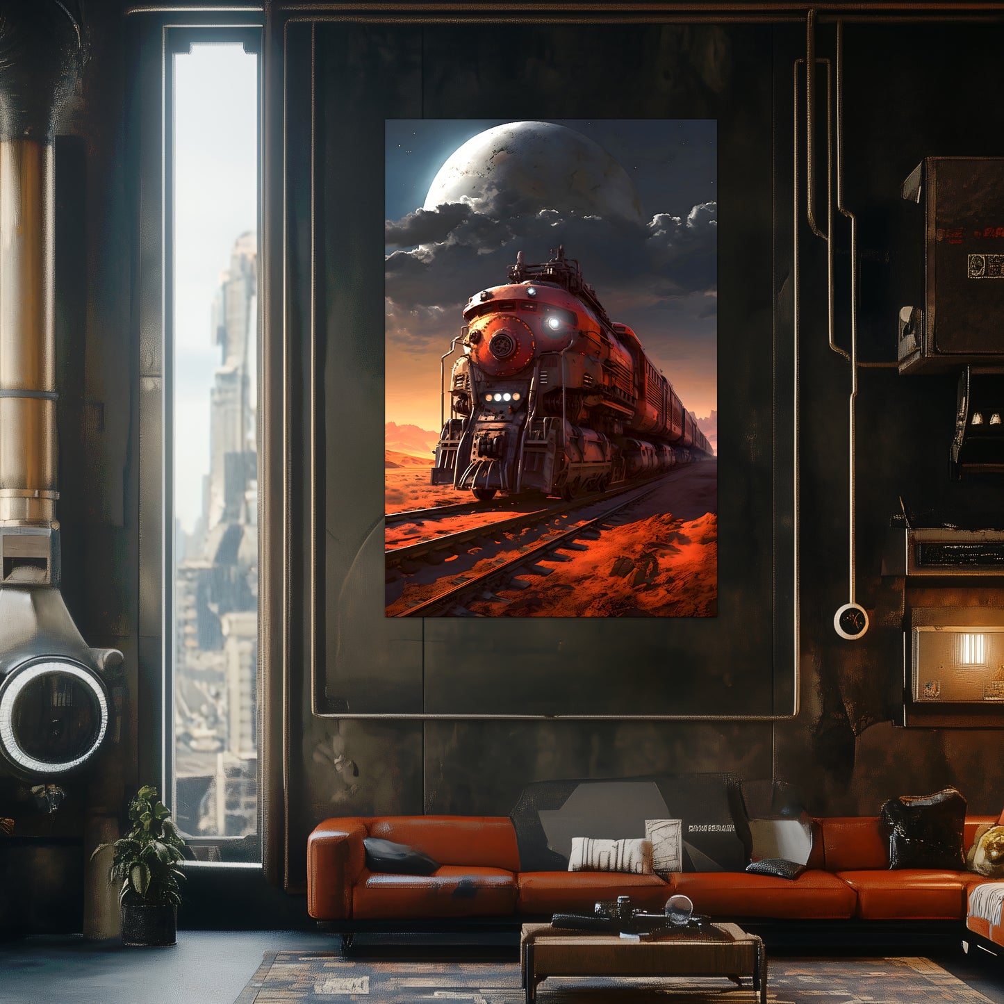 Wasteland Train Poster – Iron Wanderer | Awe-Inspiring Wall Art for Sci-Fi & Fantasy Train Enthusiasts | Unique and Exclusive Artwork