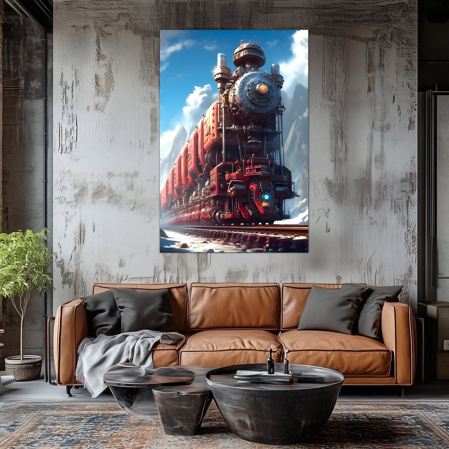 Post-Apocalyptic Train Poster – Colonial Colossus | Awe-Inspiring Wall Art for Sci-Fi & Fantasy Train Enthusiasts | Unique and Exclusive Artwork