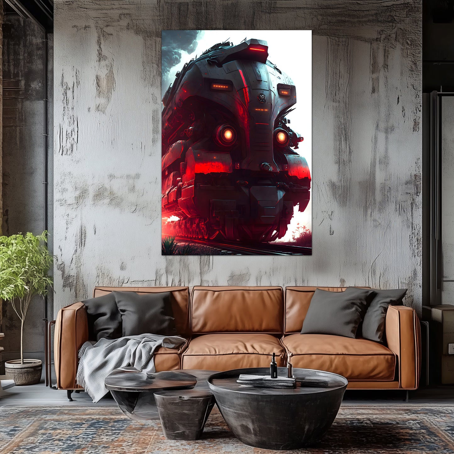 Dystopia Train Poster – Redstorm Vanguard | Awe-Inspiring Wall Art for Sci-Fi & Fantasy Train Enthusiasts | Unique and Exclusive Artwork