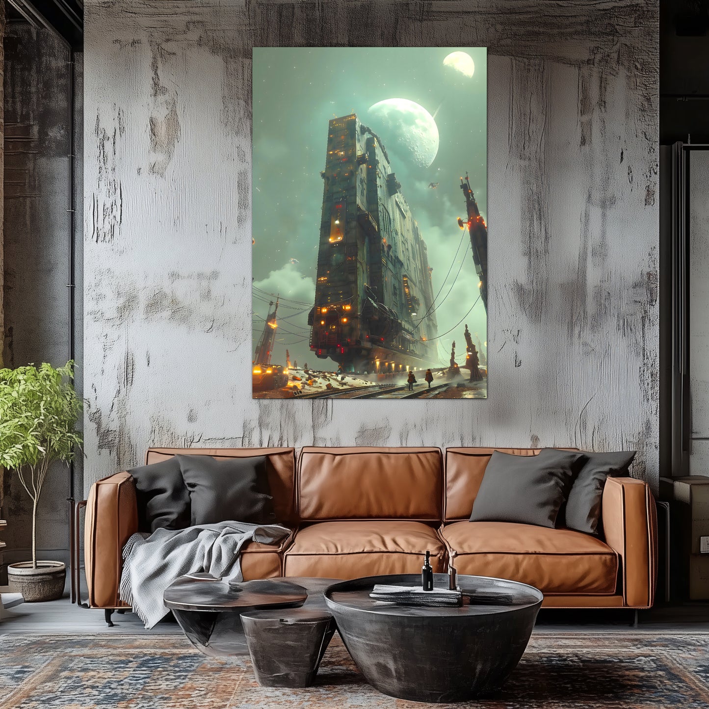 Dystopia Train Poster – The Moonbringer | Awe-Inspiring Wall Art for Sci-Fi & Fantasy Train Enthusiasts | Unique and Exclusive Artwork