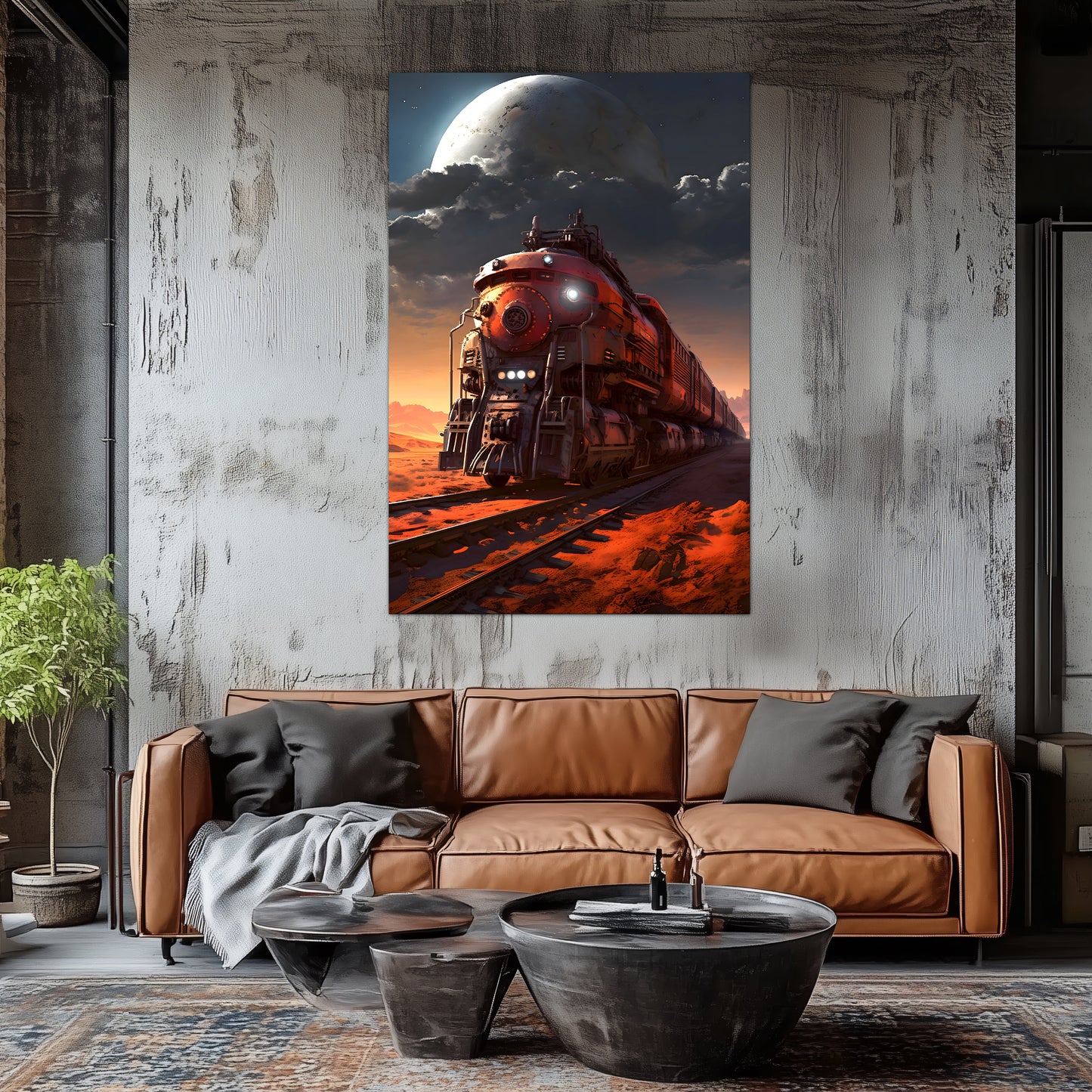 Wasteland Train Poster – Iron Wanderer | Awe-Inspiring Wall Art for Sci-Fi & Fantasy Train Enthusiasts | Unique and Exclusive Artwork