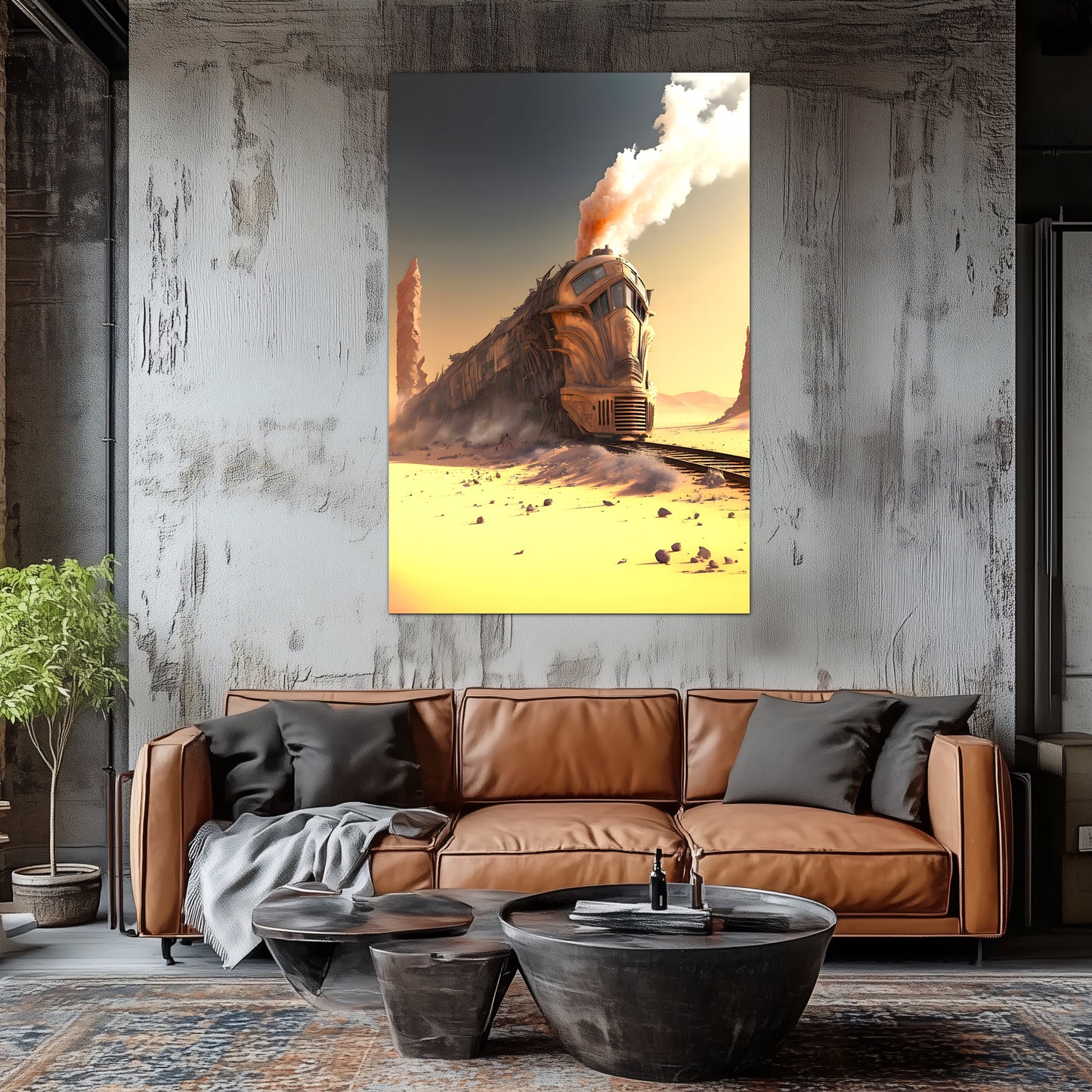 Wasteland Train Poster – The Sandpiercer | Awe-Inspiring Wall Art for Sci-Fi & Fantasy Train Enthusiasts | Unique and Exclusive Artwork