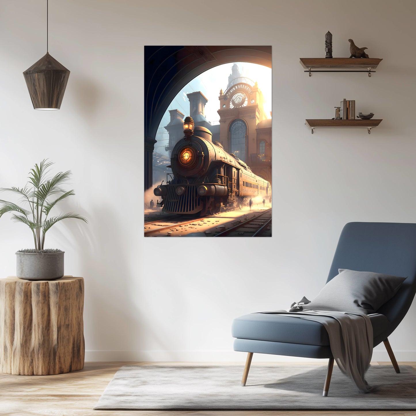 Steampunk Train Poster – Metropolitan Grandliner | Awe-Inspiring Wall Art for Sci-Fi & Fantasy Train Enthusiasts | Unique and Exclusive Artwork