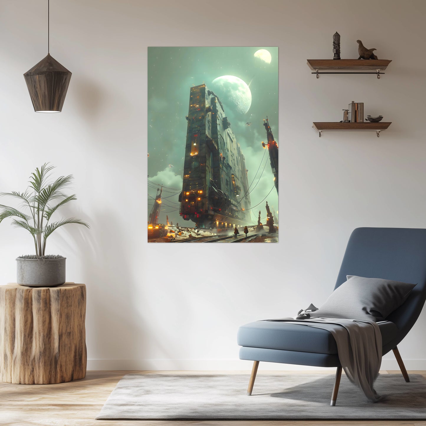 Dystopia Train Poster – The Moonbringer | Awe-Inspiring Wall Art for Sci-Fi & Fantasy Train Enthusiasts | Unique and Exclusive Artwork