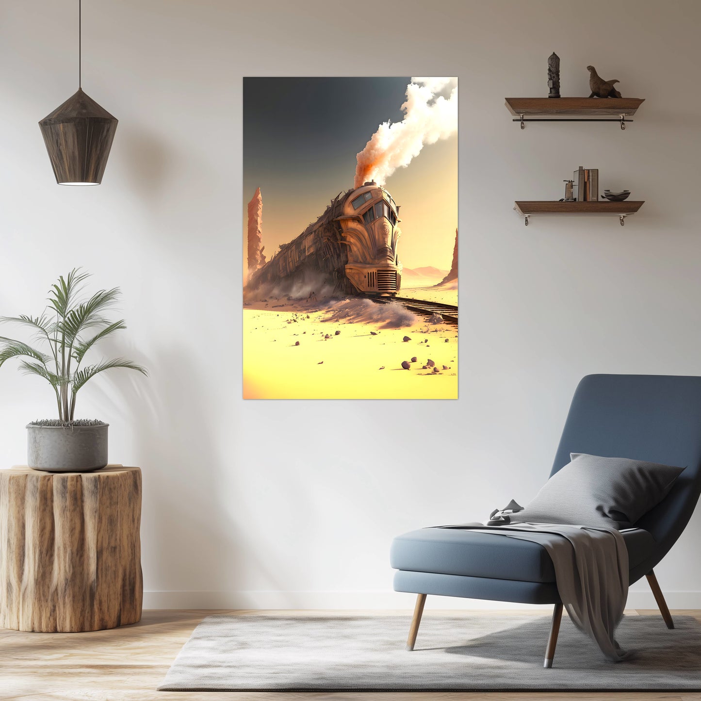 Wasteland Train Poster – The Sandpiercer | Awe-Inspiring Wall Art for Sci-Fi & Fantasy Train Enthusiasts | Unique and Exclusive Artwork