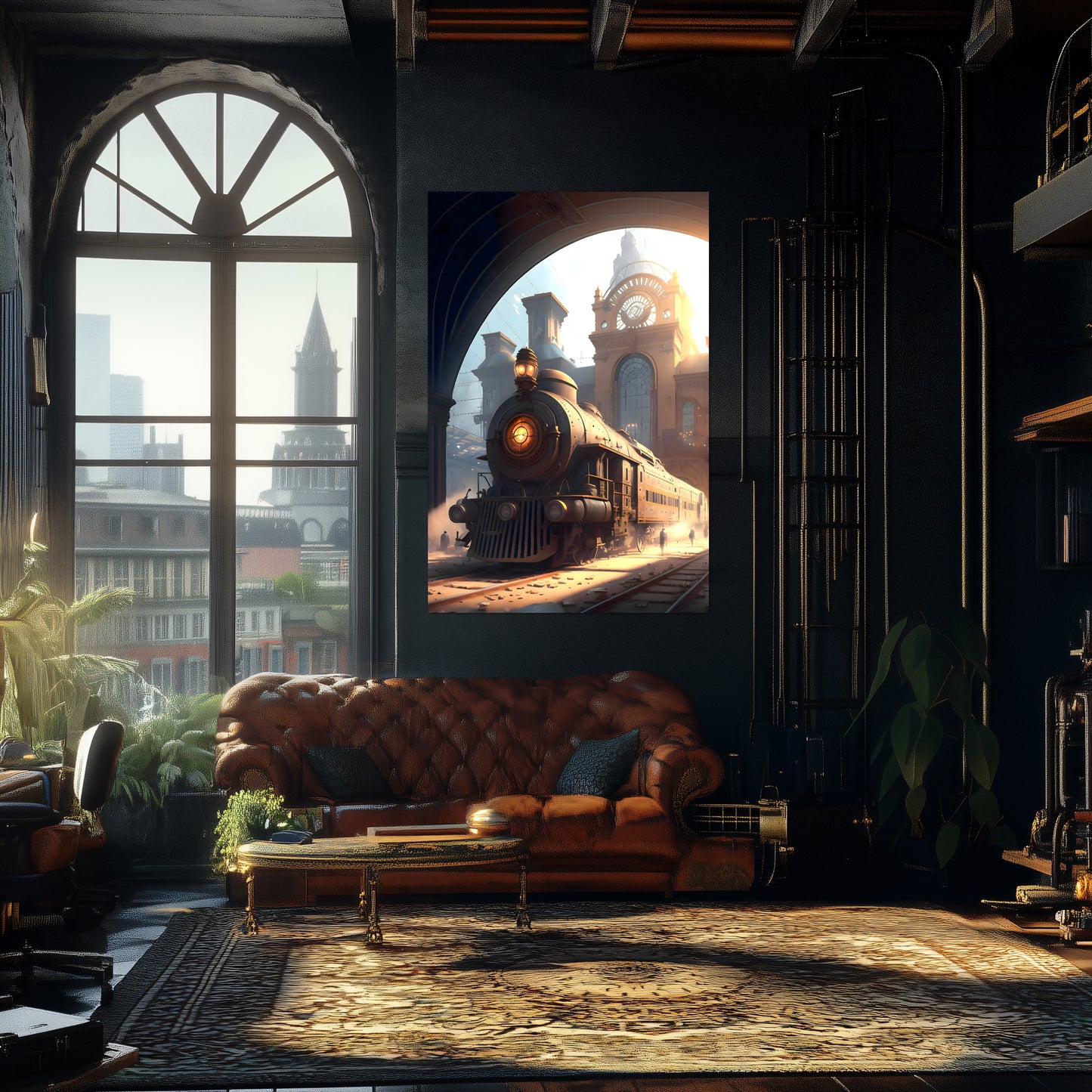Steampunk Train Poster – Metropolitan Grandliner | Awe-Inspiring Wall Art for Sci-Fi & Fantasy Train Enthusiasts | Unique and Exclusive Artwork