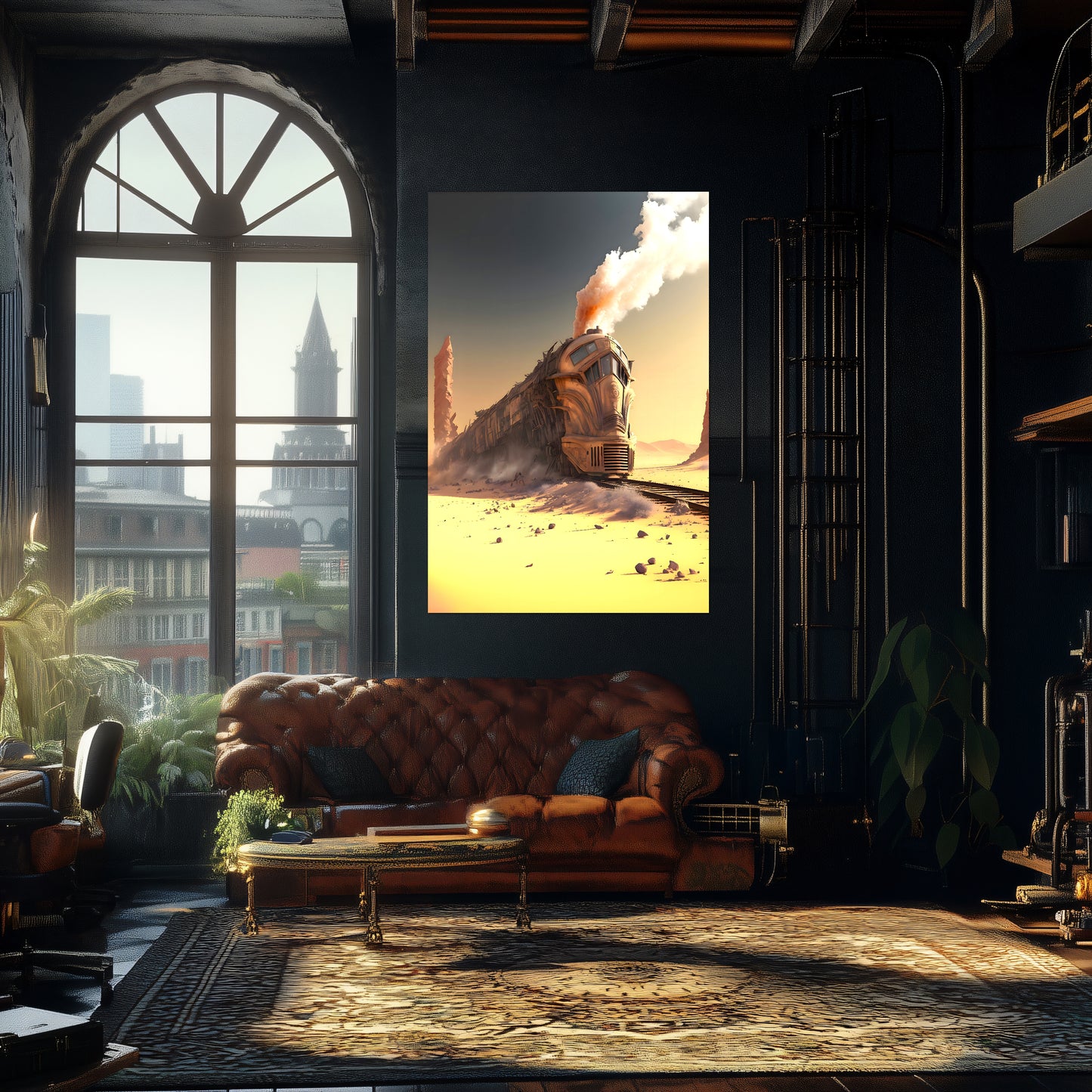 Wasteland Train Poster – The Sandpiercer | Awe-Inspiring Wall Art for Sci-Fi & Fantasy Train Enthusiasts | Unique and Exclusive Artwork