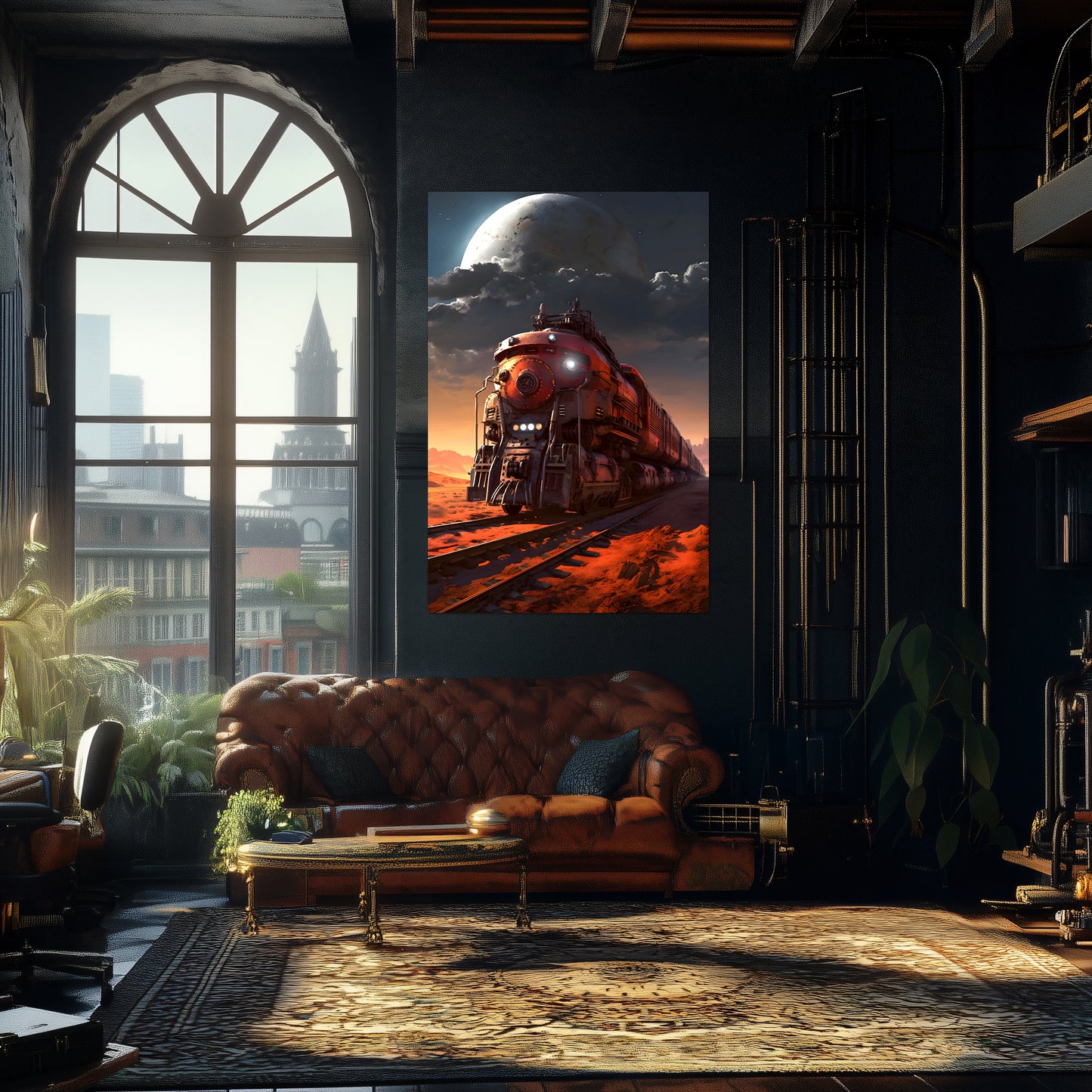 Wasteland Train Poster – Iron Wanderer | Awe-Inspiring Wall Art for Sci-Fi & Fantasy Train Enthusiasts | Unique and Exclusive Artwork