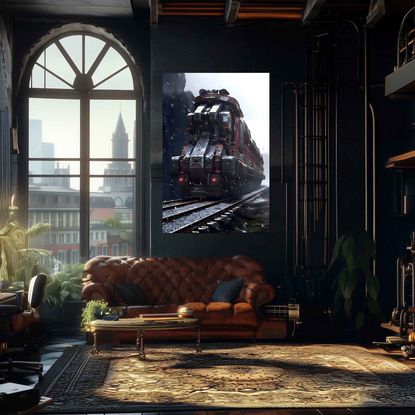Dystopia Train Poster – Ironridge Bastion | Awe-Inspiring Wall Art for Sci-Fi & Fantasy Train Enthusiasts | Unique and Exclusive Artwork