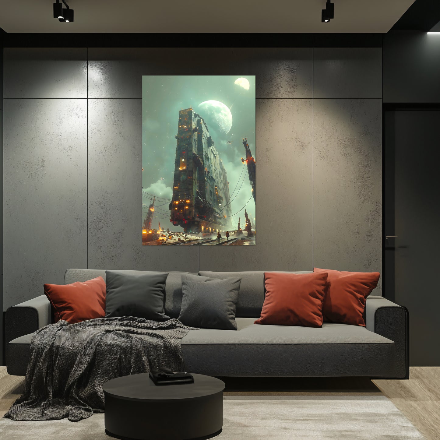 Dystopia Train Poster – The Moonbringer | Awe-Inspiring Wall Art for Sci-Fi & Fantasy Train Enthusiasts | Unique and Exclusive Artwork