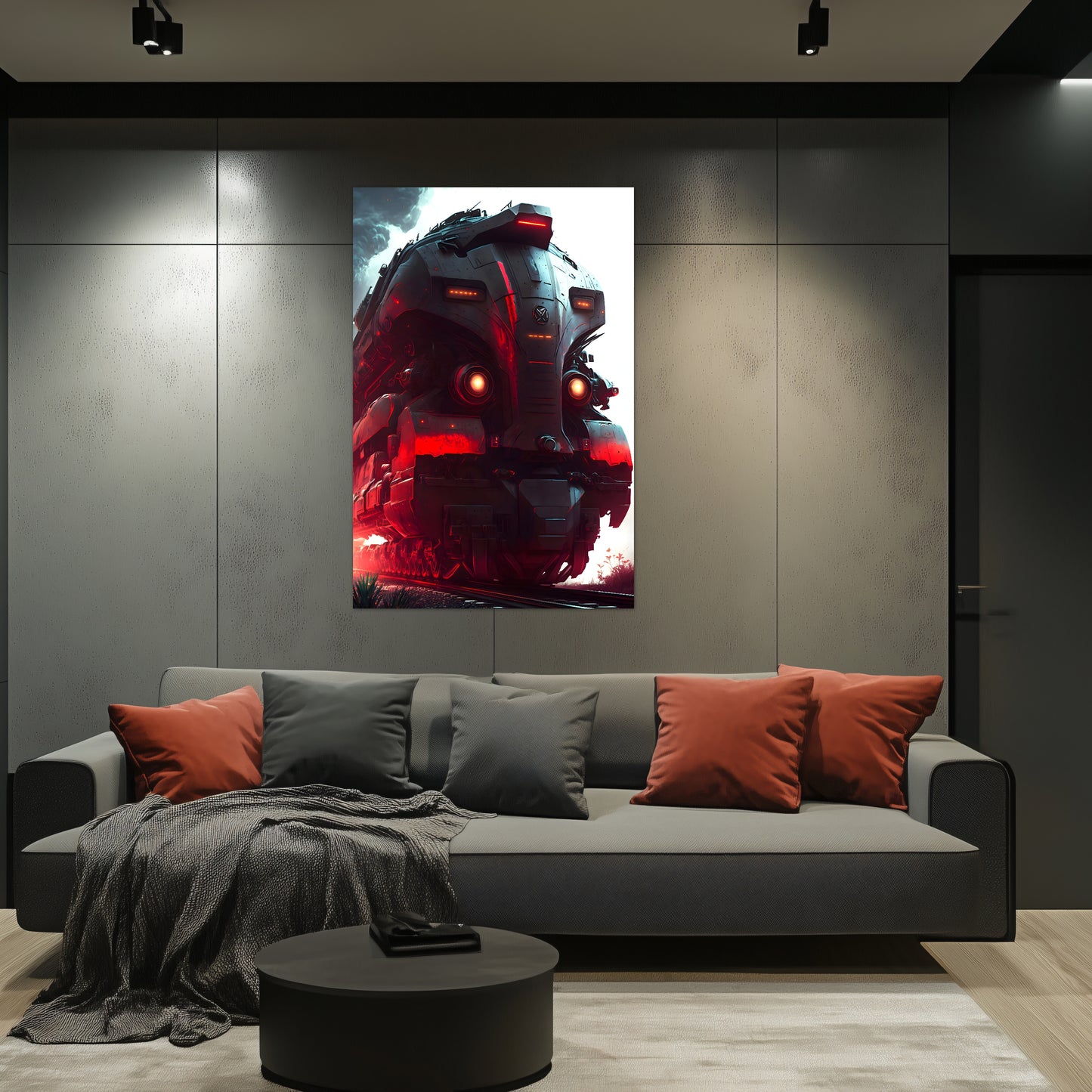 Dystopia Train Poster – Redstorm Vanguard | Awe-Inspiring Wall Art for Sci-Fi & Fantasy Train Enthusiasts | Unique and Exclusive Artwork