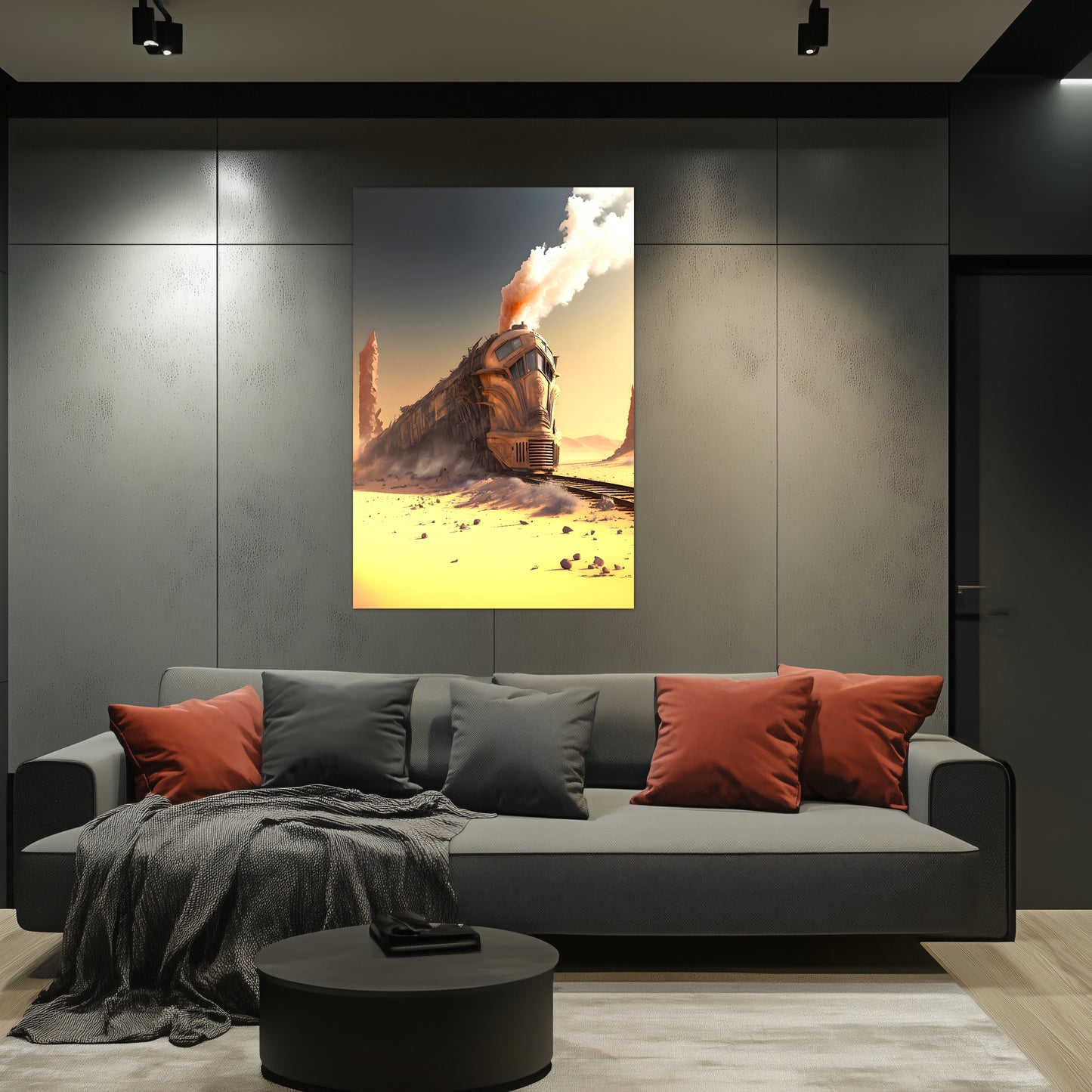 Wasteland Train Poster – The Sandpiercer | Awe-Inspiring Wall Art for Sci-Fi & Fantasy Train Enthusiasts | Unique and Exclusive Artwork
