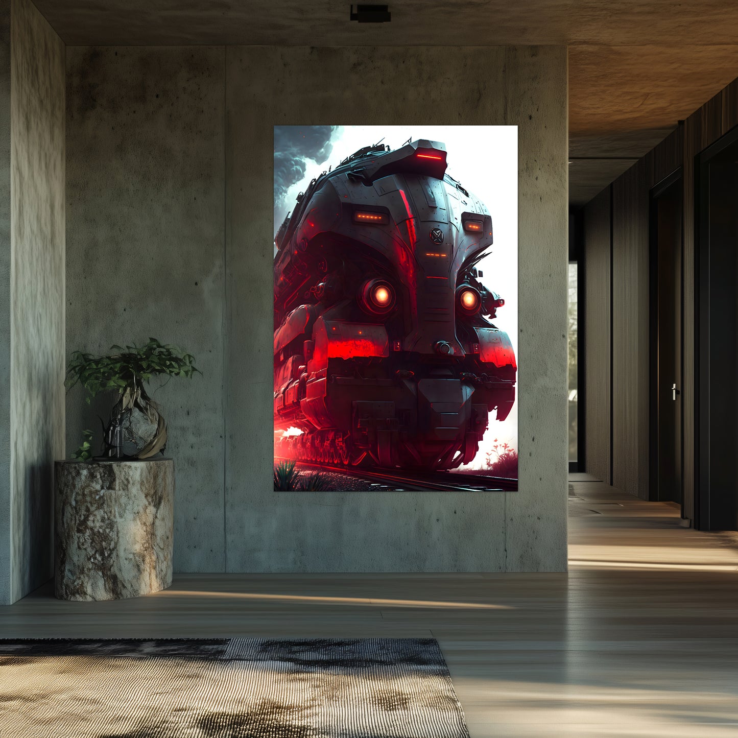 Dystopia Train Poster – Redstorm Vanguard | Awe-Inspiring Wall Art for Sci-Fi & Fantasy Train Enthusiasts | Unique and Exclusive Artwork