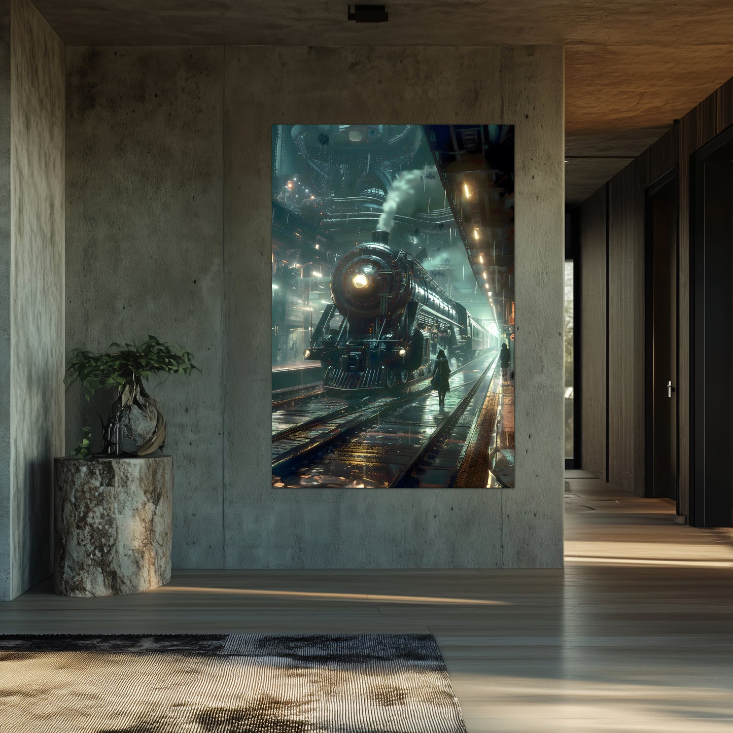 Dystopia Train Poster – Stellar Odyssey | Awe-Inspiring Wall Art for Sci-Fi & Fantasy Train Enthusiasts | Unique and Exclusive Artwork