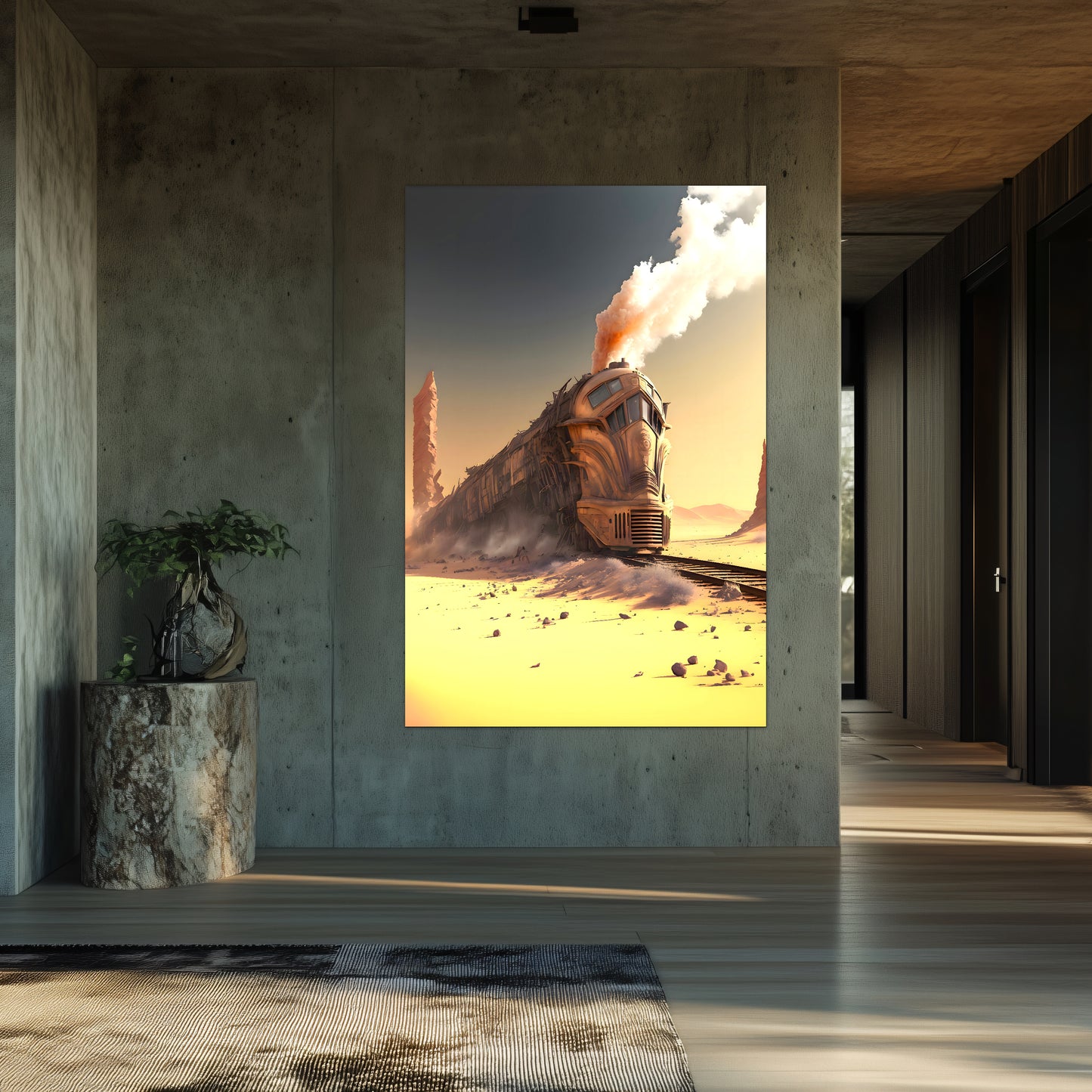 Wasteland Train Poster – The Sandpiercer | Awe-Inspiring Wall Art for Sci-Fi & Fantasy Train Enthusiasts | Unique and Exclusive Artwork