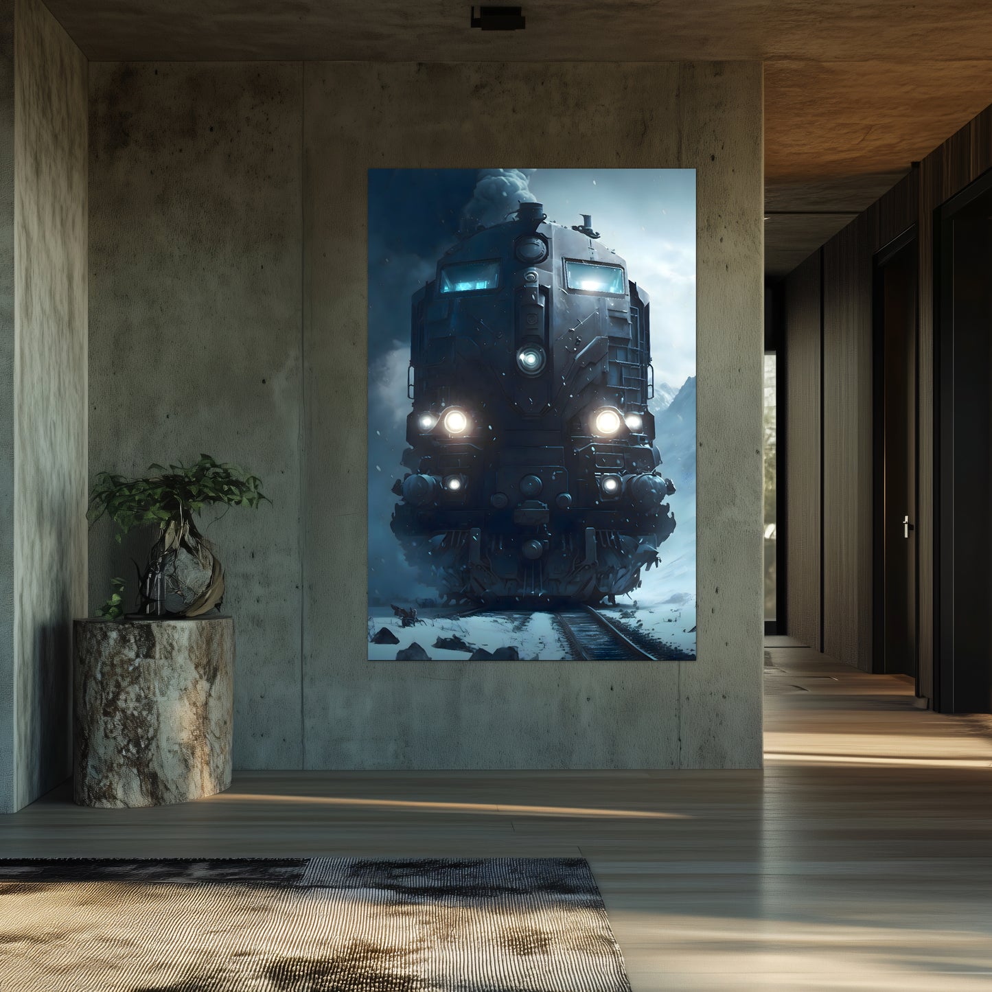 Diesel Train Poster – Frostbreaker Jugger | Awe-Inspiring Wall Art for Sci-Fi & Fantasy Train Enthusiasts | Unique and Exclusive Artwork