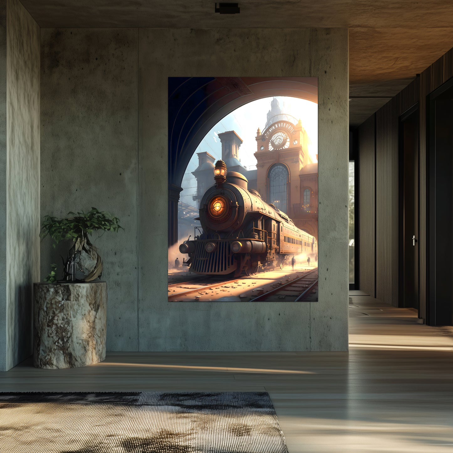 Steampunk Train Poster – Metropolitan Grandliner | Awe-Inspiring Wall Art for Sci-Fi & Fantasy Train Enthusiasts | Unique and Exclusive Artwork
