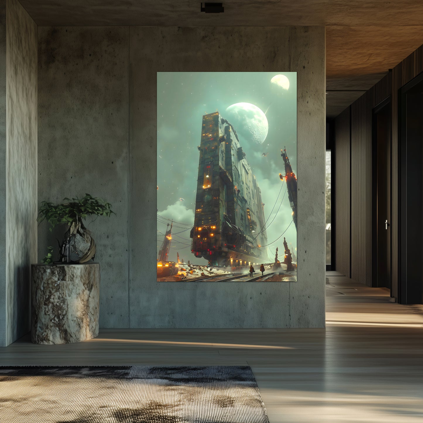 Dystopia Train Poster – The Moonbringer | Awe-Inspiring Wall Art for Sci-Fi & Fantasy Train Enthusiasts | Unique and Exclusive Artwork