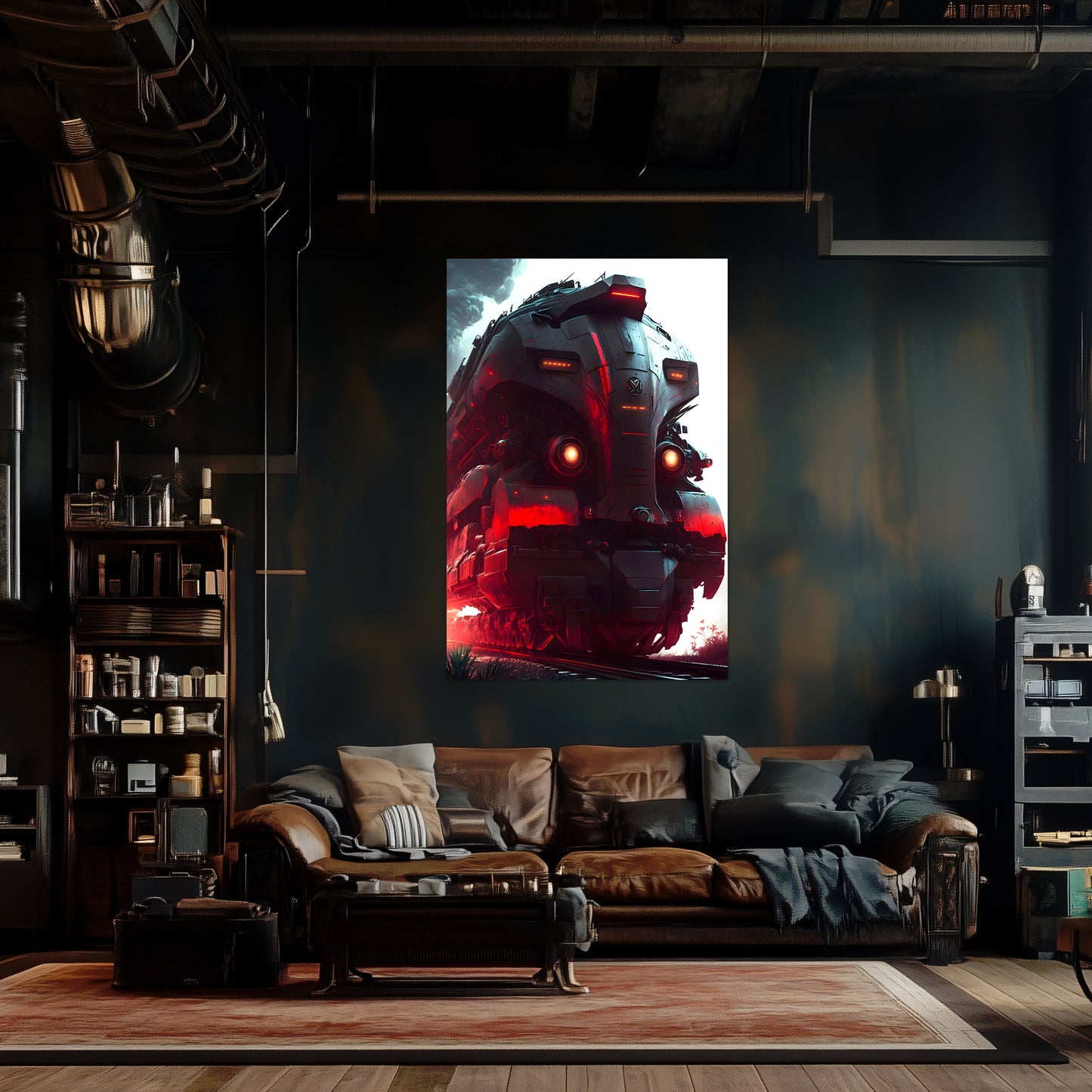 Dystopia Train Poster – Redstorm Vanguard | Awe-Inspiring Wall Art for Sci-Fi & Fantasy Train Enthusiasts | Unique and Exclusive Artwork