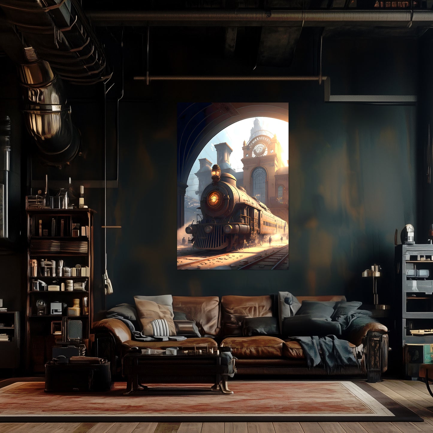 Steampunk Train Poster – Metropolitan Grandliner | Awe-Inspiring Wall Art for Sci-Fi & Fantasy Train Enthusiasts | Unique and Exclusive Artwork