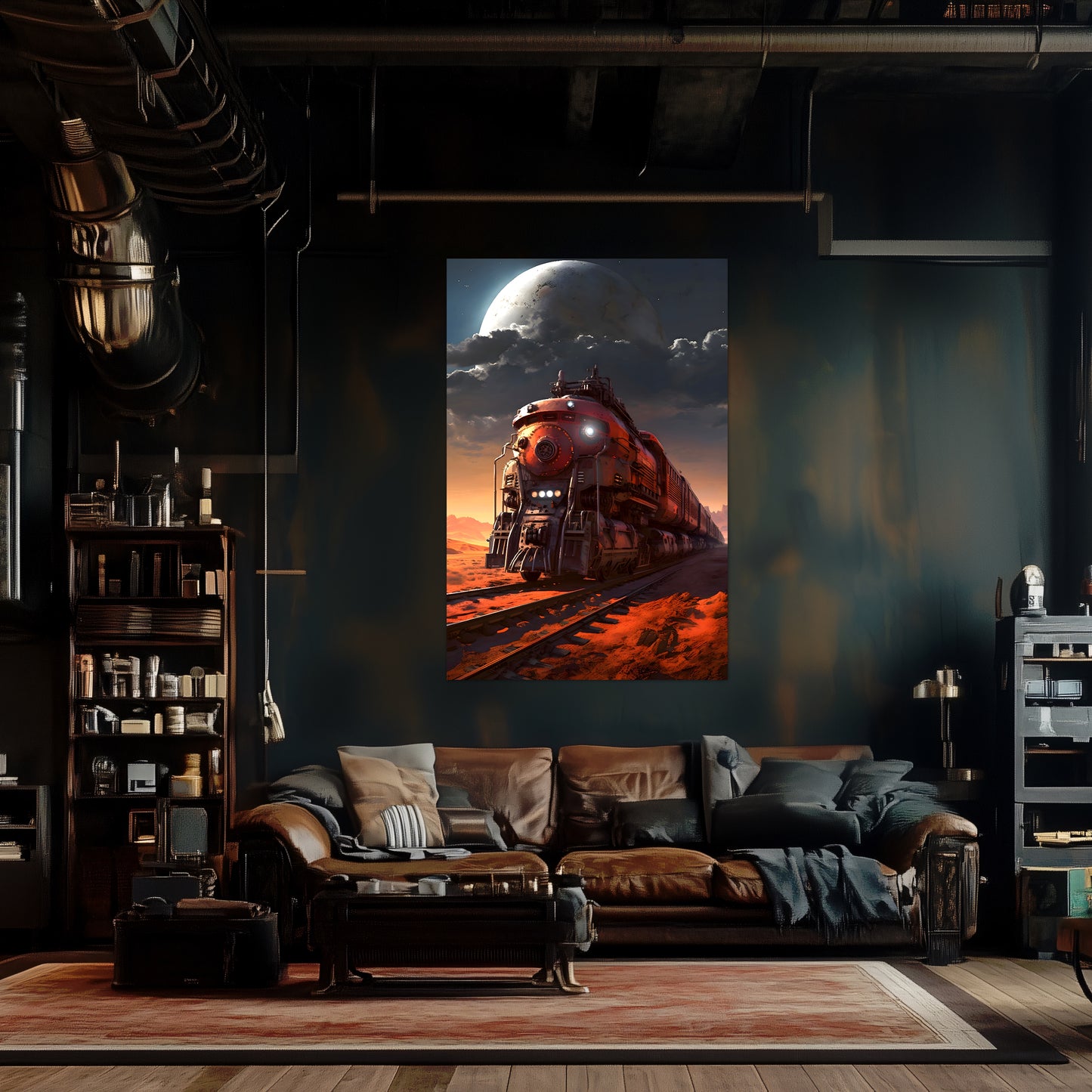Wasteland Train Poster – Iron Wanderer | Awe-Inspiring Wall Art for Sci-Fi & Fantasy Train Enthusiasts | Unique and Exclusive Artwork