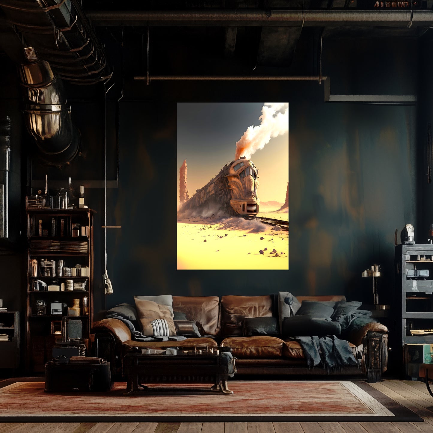 Wasteland Train Poster – The Sandpiercer | Awe-Inspiring Wall Art for Sci-Fi & Fantasy Train Enthusiasts | Unique and Exclusive Artwork