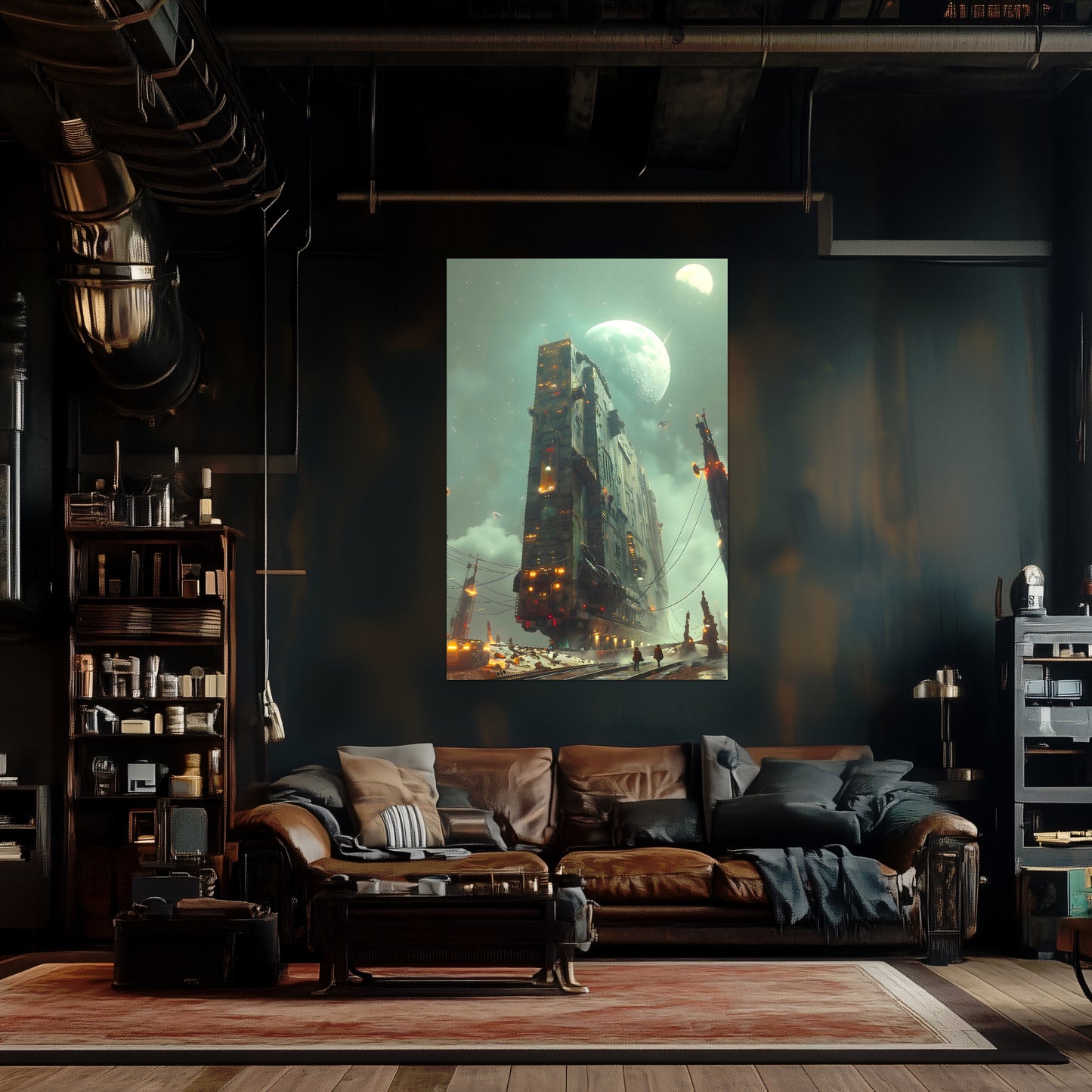 Dystopia Train Poster – The Moonbringer | Awe-Inspiring Wall Art for Sci-Fi & Fantasy Train Enthusiasts | Unique and Exclusive Artwork