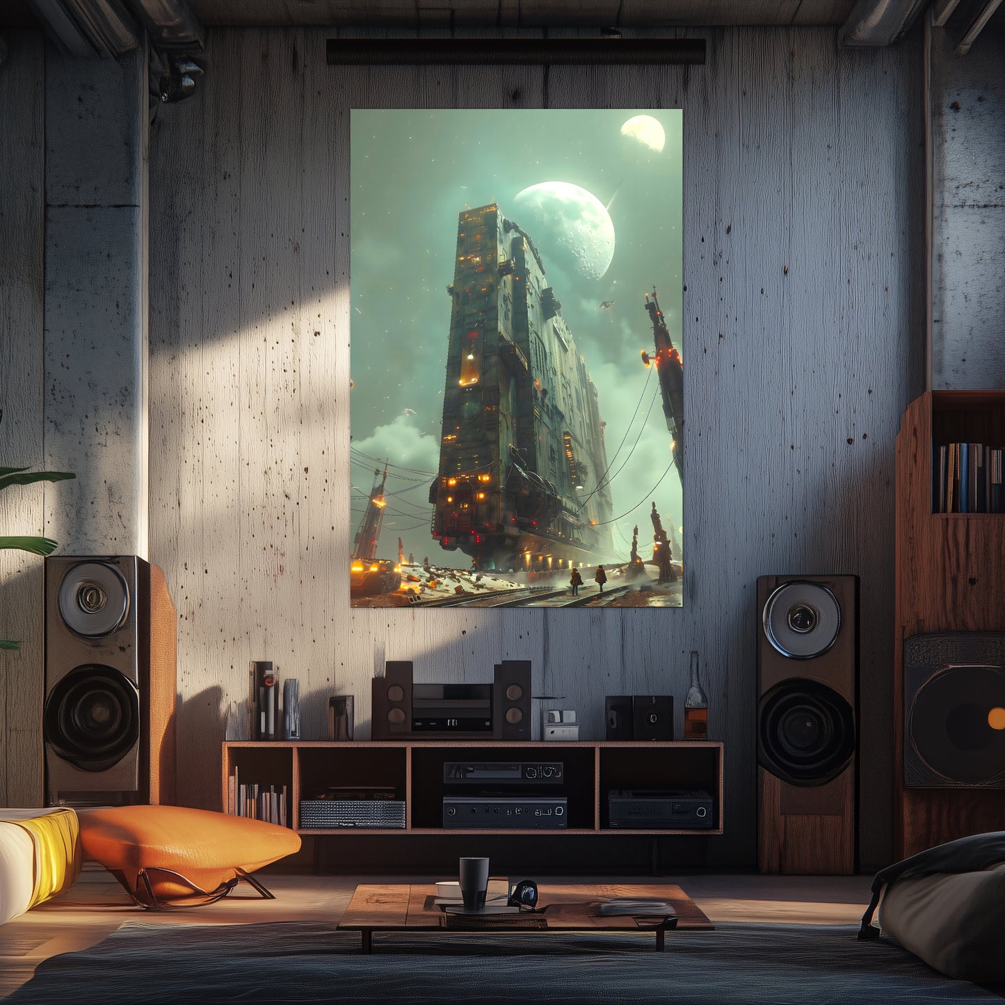 Dystopia Train Poster – The Moonbringer | Awe-Inspiring Wall Art for Sci-Fi & Fantasy Train Enthusiasts | Unique and Exclusive Artwork