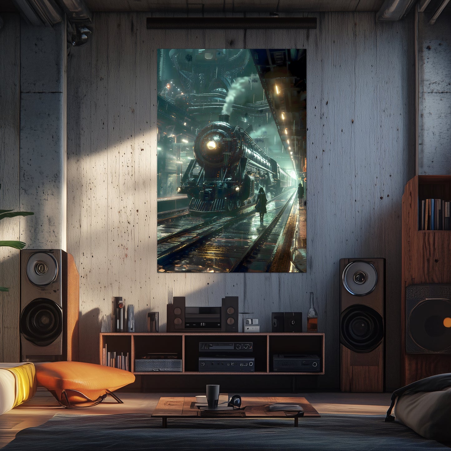 Dystopia Train Poster – Stellar Odyssey | Awe-Inspiring Wall Art for Sci-Fi & Fantasy Train Enthusiasts | Unique and Exclusive Artwork