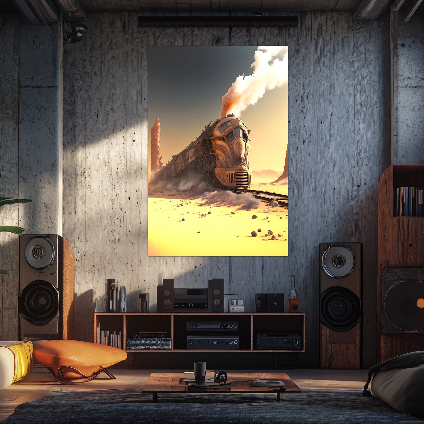 Wasteland Train Poster – The Sandpiercer | Awe-Inspiring Wall Art for Sci-Fi & Fantasy Train Enthusiasts | Unique and Exclusive Artwork