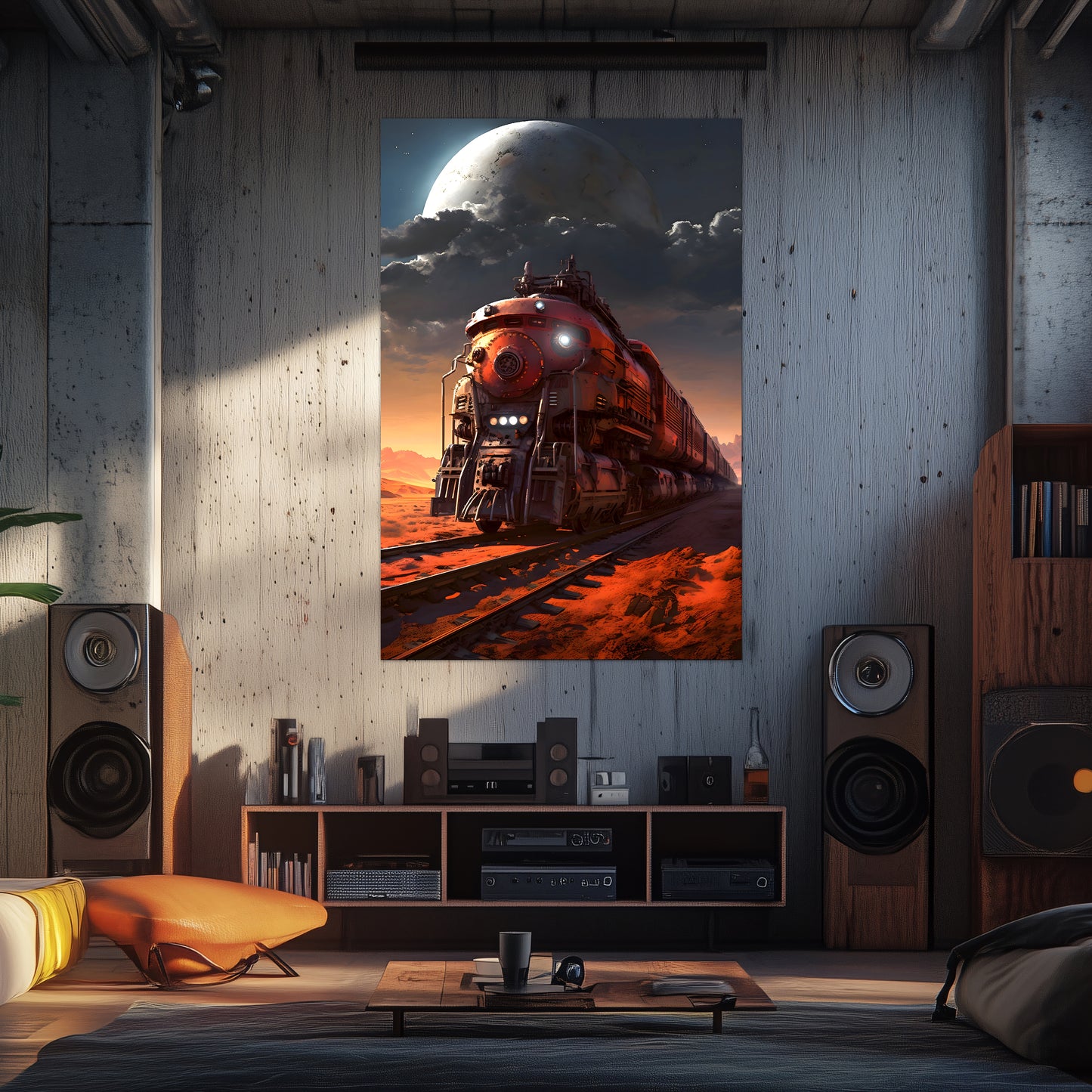 Wasteland Train Poster – Iron Wanderer | Awe-Inspiring Wall Art for Sci-Fi & Fantasy Train Enthusiasts | Unique and Exclusive Artwork