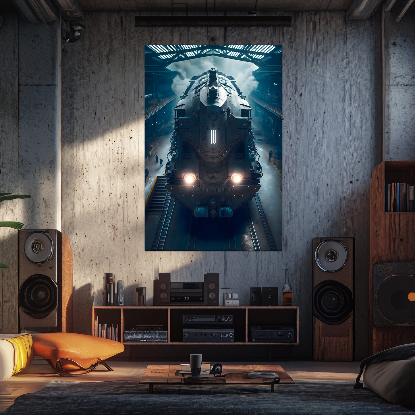 Diesel Train Poster – Rex Temporis | Awe-Inspiring Wall Art for Sci-Fi & Fantasy Train Enthusiasts | Unique and Exclusive Artwork