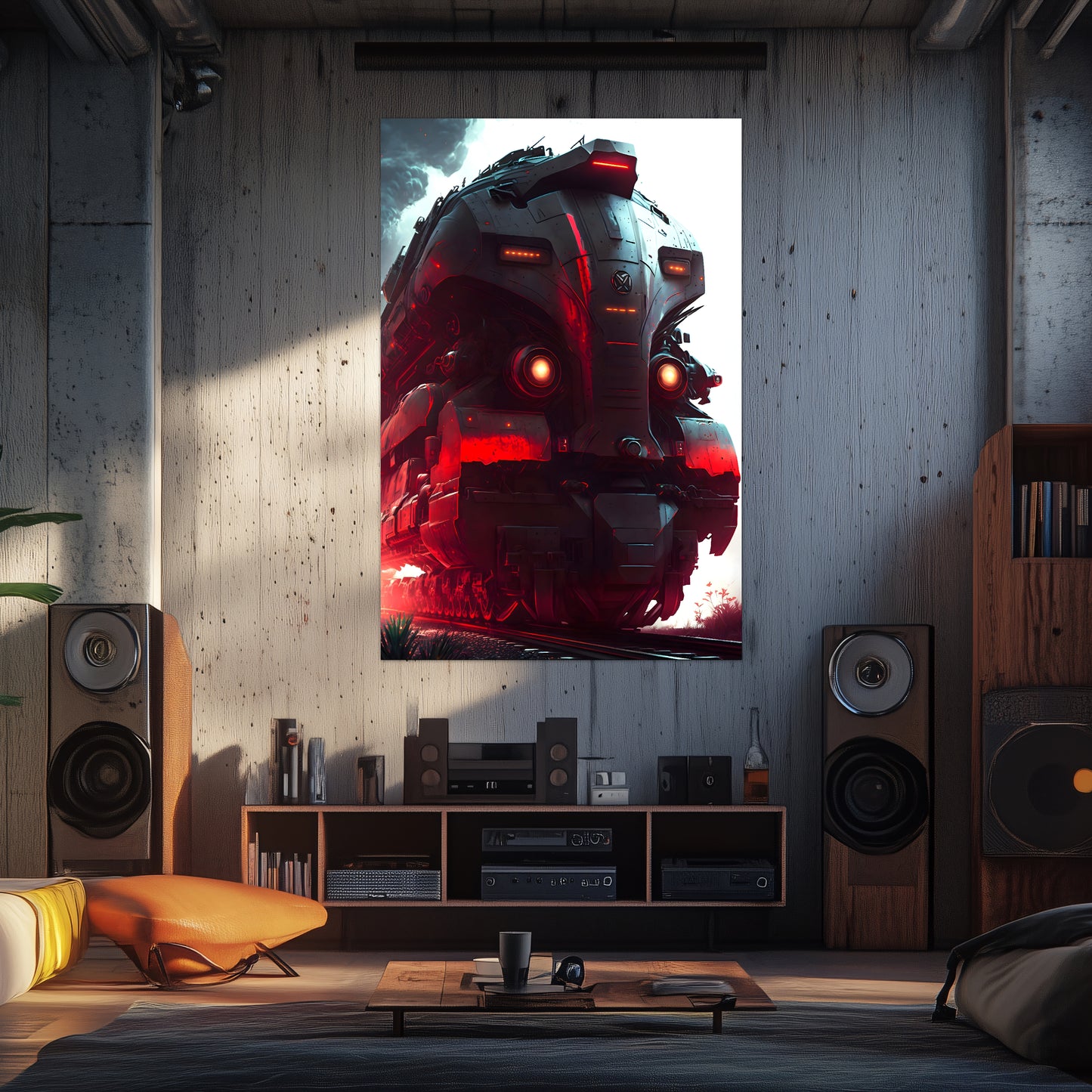 Dystopia Train Poster – Redstorm Vanguard | Awe-Inspiring Wall Art for Sci-Fi & Fantasy Train Enthusiasts | Unique and Exclusive Artwork