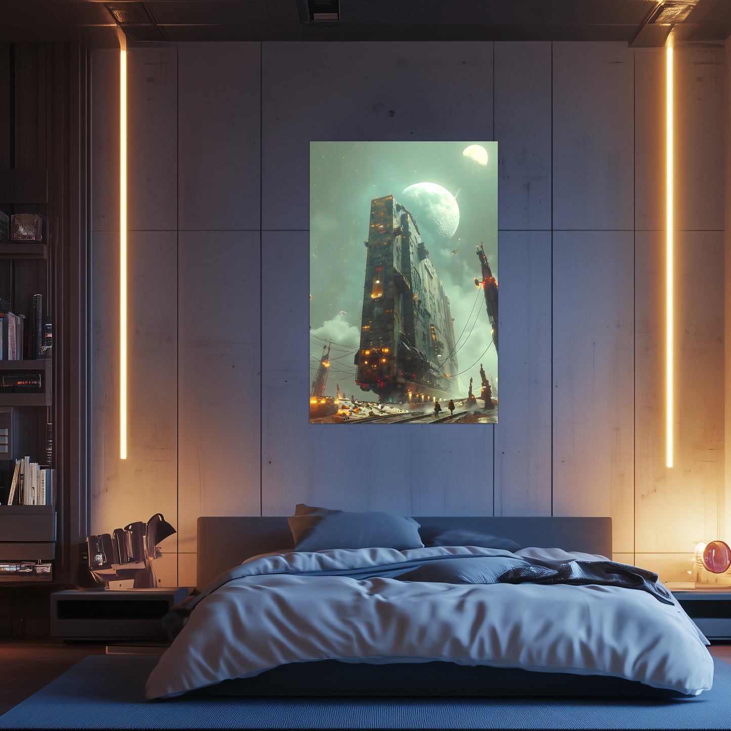 Dystopia Train Poster – The Moonbringer | Awe-Inspiring Wall Art for Sci-Fi & Fantasy Train Enthusiasts | Unique and Exclusive Artwork