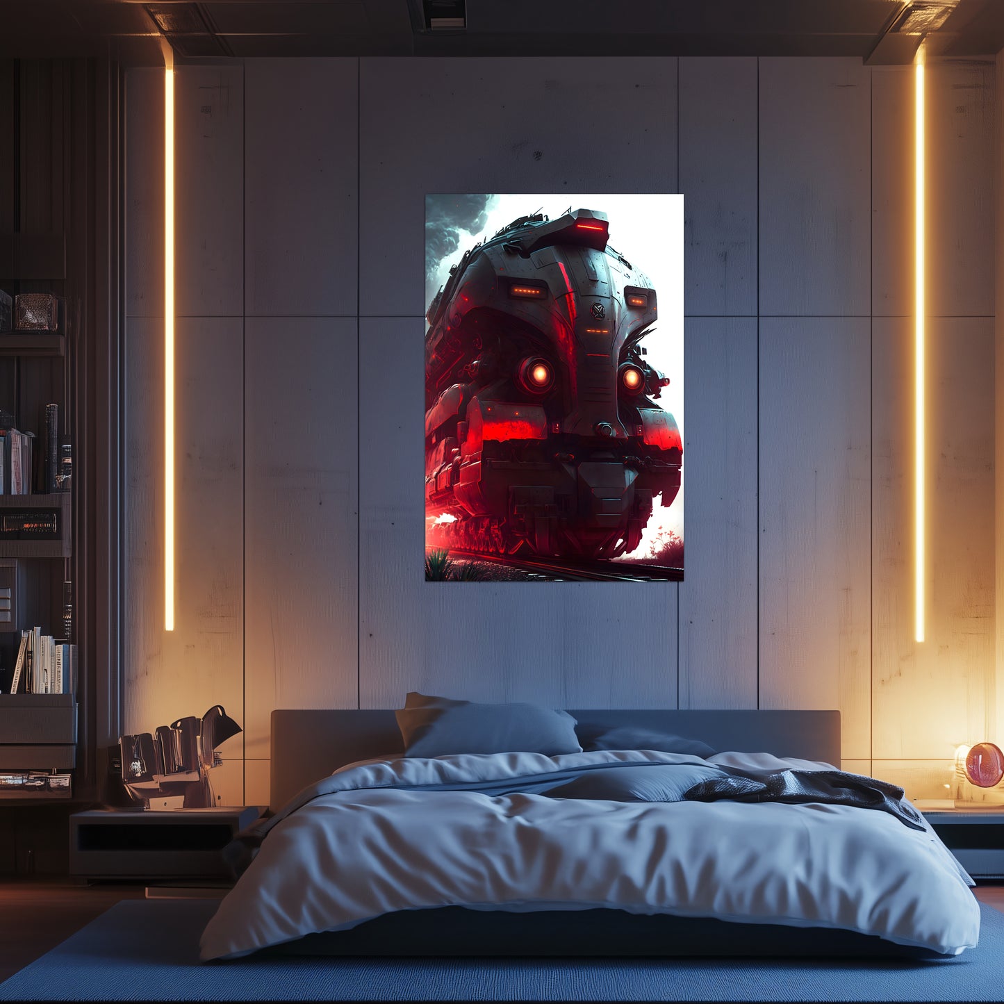 Dystopia Train Poster – Redstorm Vanguard | Awe-Inspiring Wall Art for Sci-Fi & Fantasy Train Enthusiasts | Unique and Exclusive Artwork