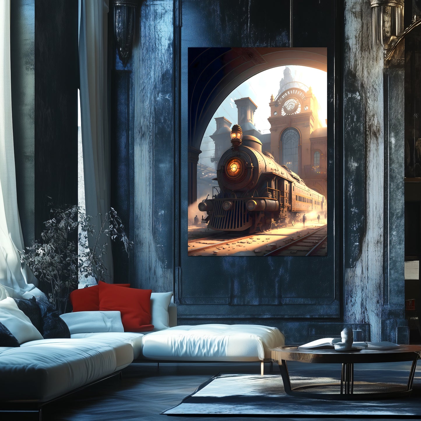 Steampunk Train Poster – Metropolitan Grandliner | Awe-Inspiring Wall Art for Sci-Fi & Fantasy Train Enthusiasts | Unique and Exclusive Artwork
