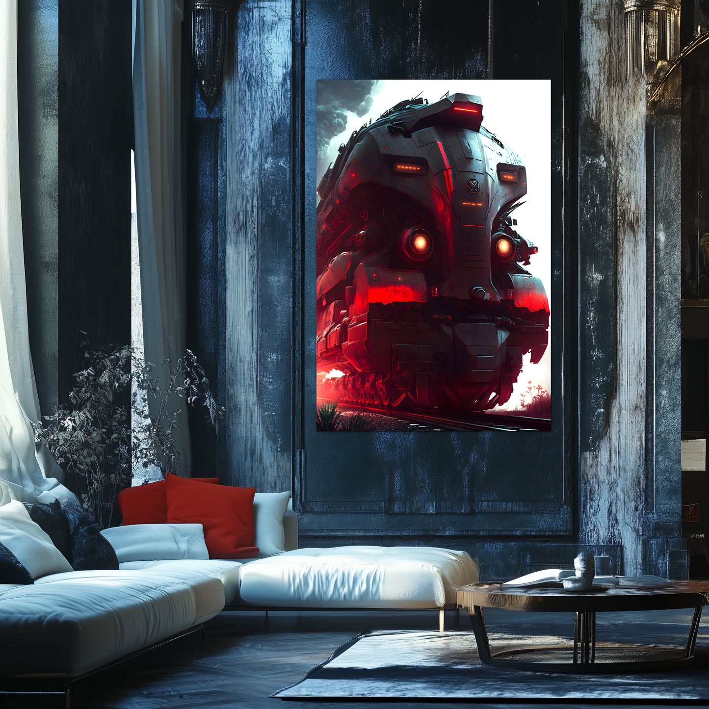 Dystopia Train Poster – Redstorm Vanguard | Awe-Inspiring Wall Art for Sci-Fi & Fantasy Train Enthusiasts | Unique and Exclusive Artwork