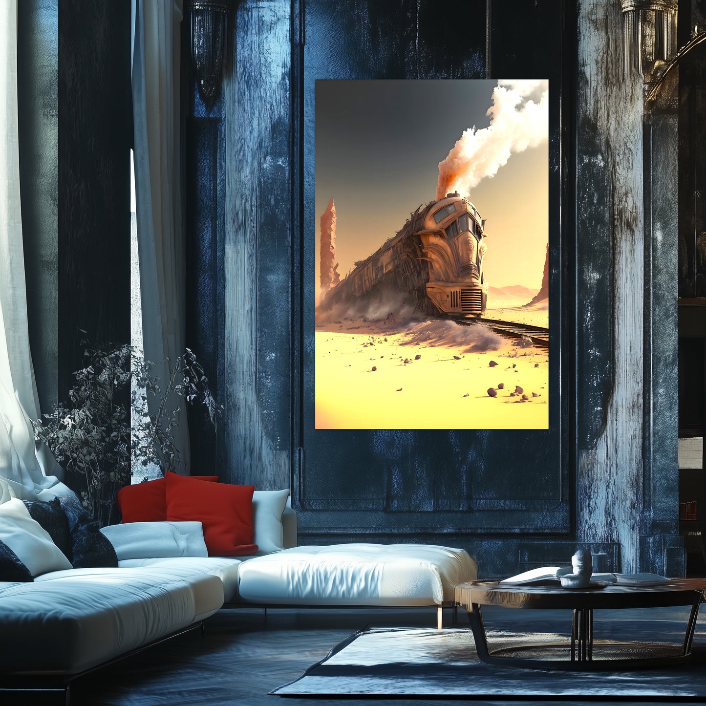 Wasteland Train Poster – The Sandpiercer | Awe-Inspiring Wall Art for Sci-Fi & Fantasy Train Enthusiasts | Unique and Exclusive Artwork