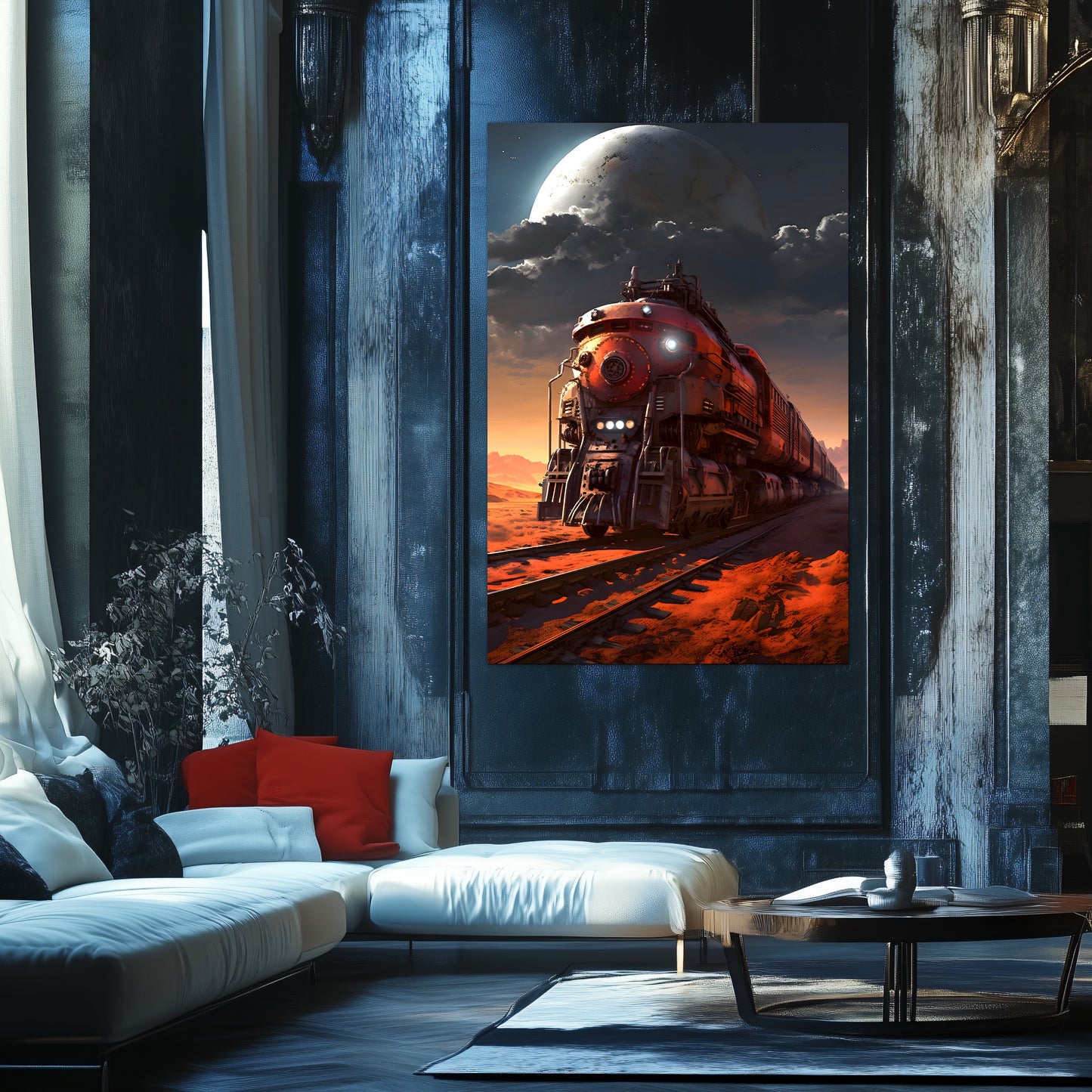 Wasteland Train Poster – Iron Wanderer | Awe-Inspiring Wall Art for Sci-Fi & Fantasy Train Enthusiasts | Unique and Exclusive Artwork