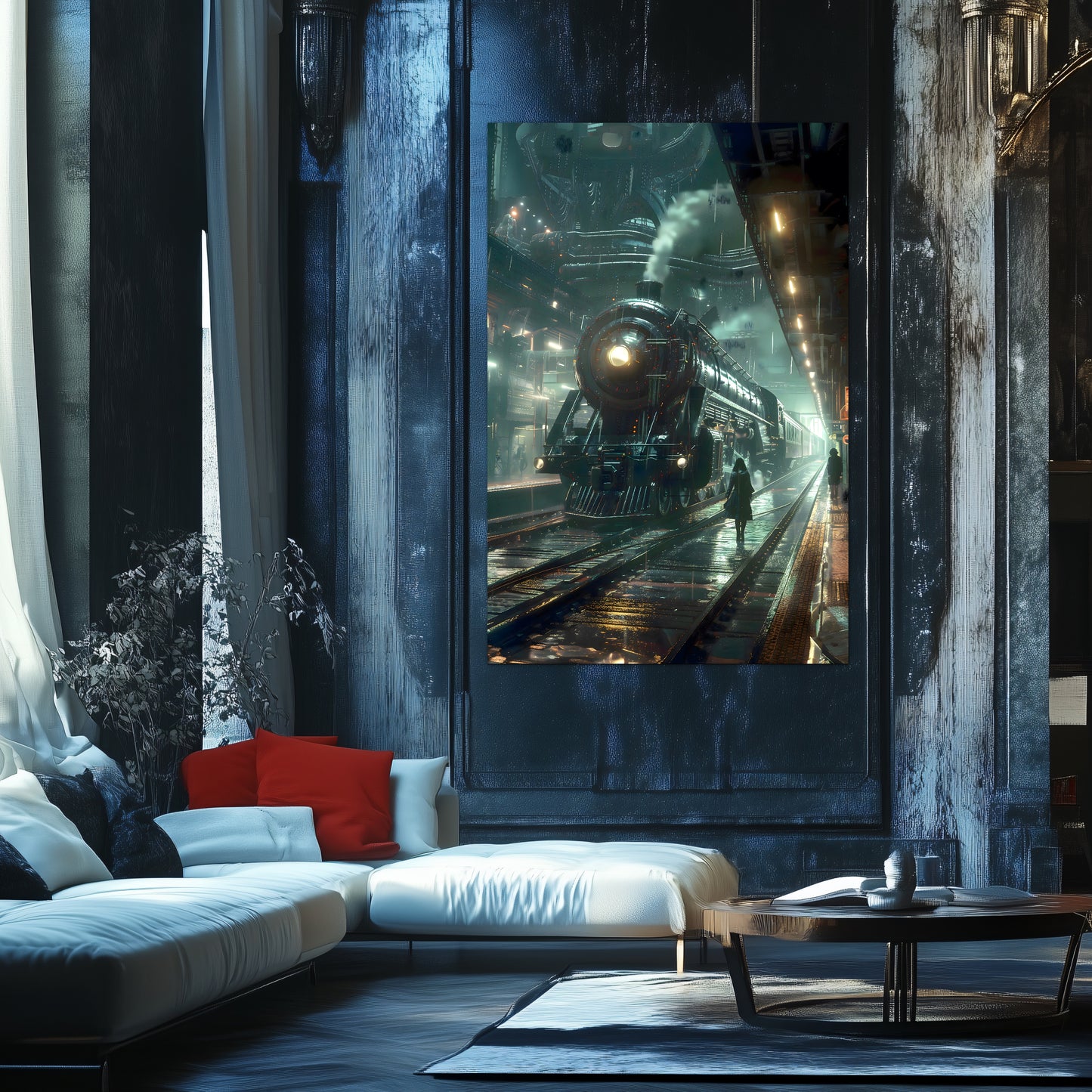 Dystopia Train Poster – Stellar Odyssey | Awe-Inspiring Wall Art for Sci-Fi & Fantasy Train Enthusiasts | Unique and Exclusive Artwork
