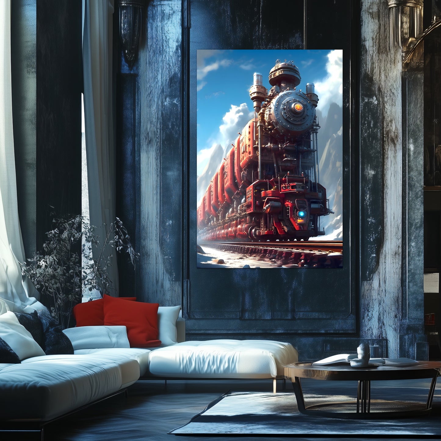 Post-Apocalyptic Train Poster – Colonial Colossus | Awe-Inspiring Wall Art for Sci-Fi & Fantasy Train Enthusiasts | Unique and Exclusive Artwork