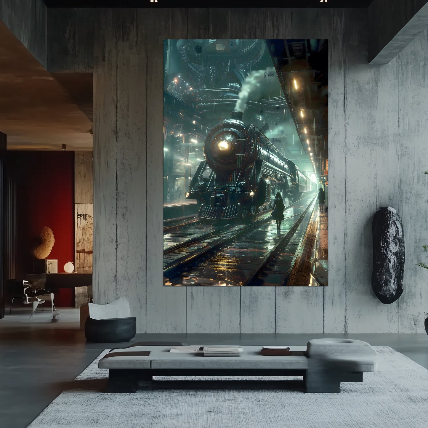 Dystopia Train Poster – Stellar Odyssey | Awe-Inspiring Wall Art for Sci-Fi & Fantasy Train Enthusiasts | Unique and Exclusive Artwork